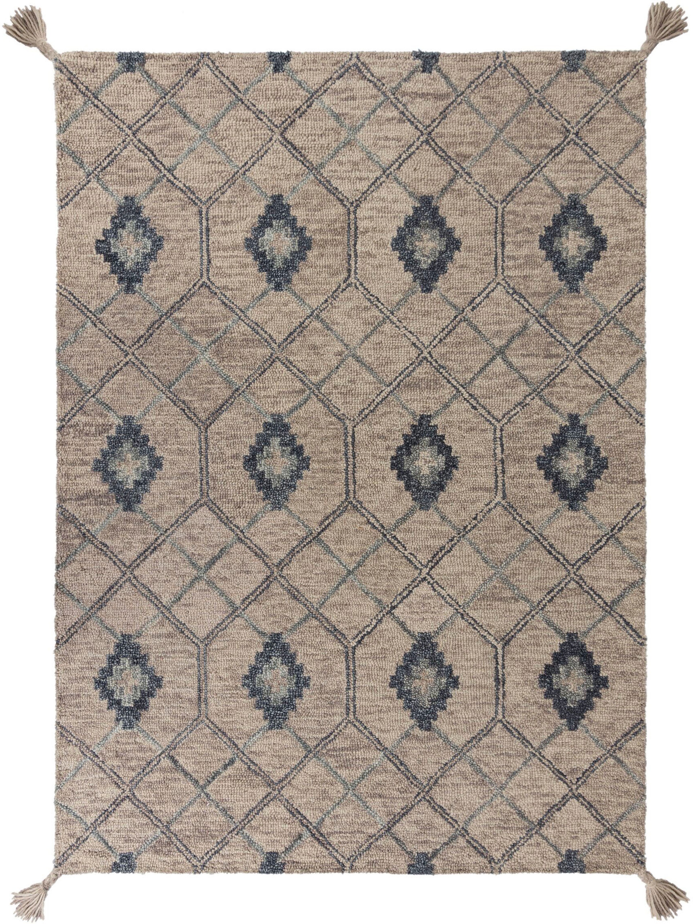 FLAIR RUGS Wollteppich »Diego aus 100% Wolle, mit Quasten« rechteckig 40 mm günstig online kaufen