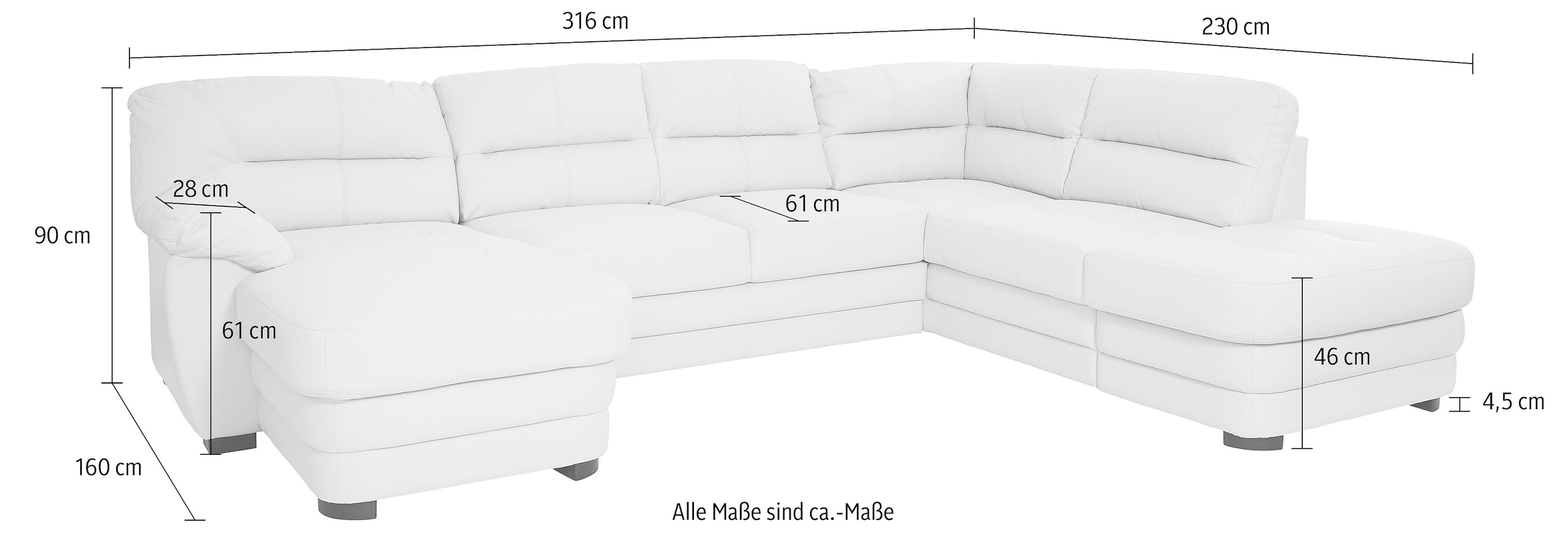 COTTA Wohnlandschaft »Royale U-Form«, wahlweise mit Bettfunktion