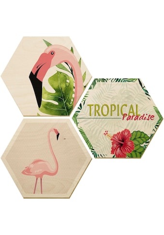 Wall-Art Holzbild »Flamingo 03«, (Set) kaufen