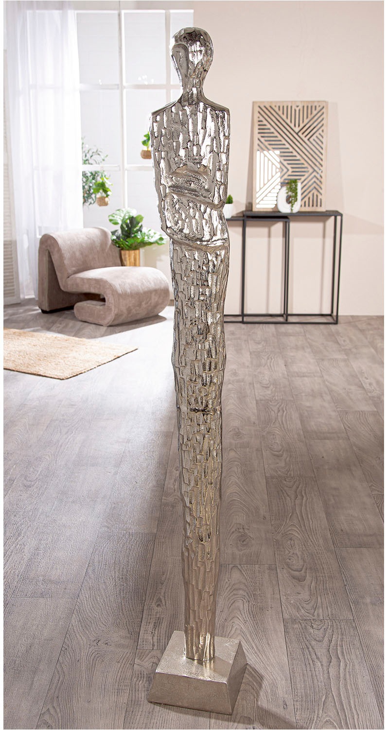 GILDE Dekofigur »Skulptur Frau Salvina silberfarben H. 156 cm« günstig online kaufen