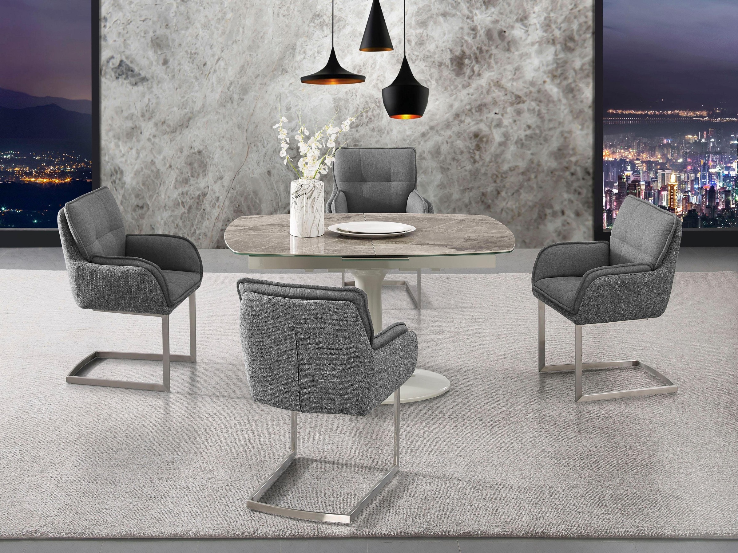 Places of Style Esszimmerstuhl »Durham«, (Set), Struktur (100% Polyester), 2er-Set in modernem Design, Sitz und Rücken gepolstert