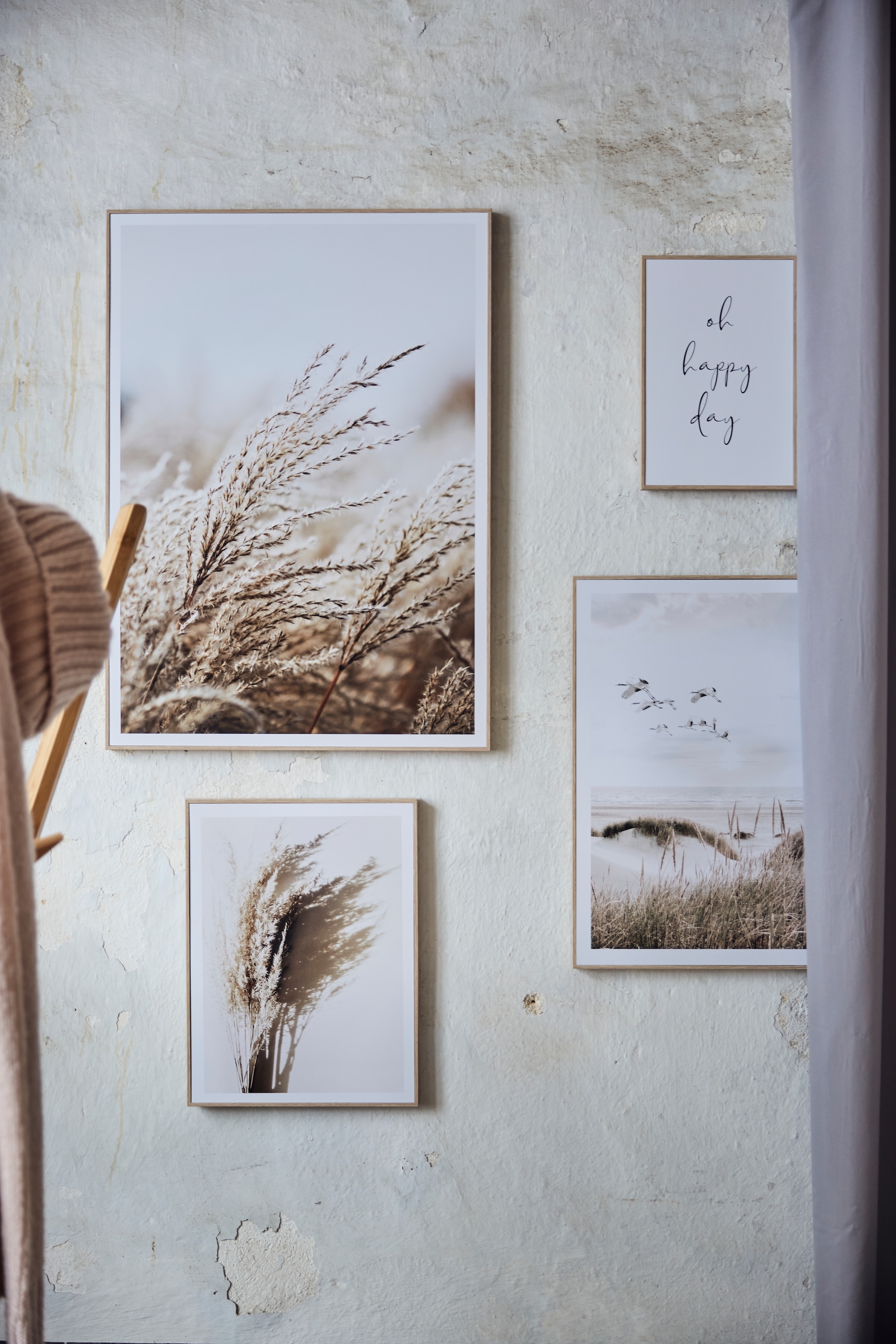 Reinders! Wandbild »Schönen Tag Happy day - Kraniche - Strand - Trockenblume«, (5 St.)