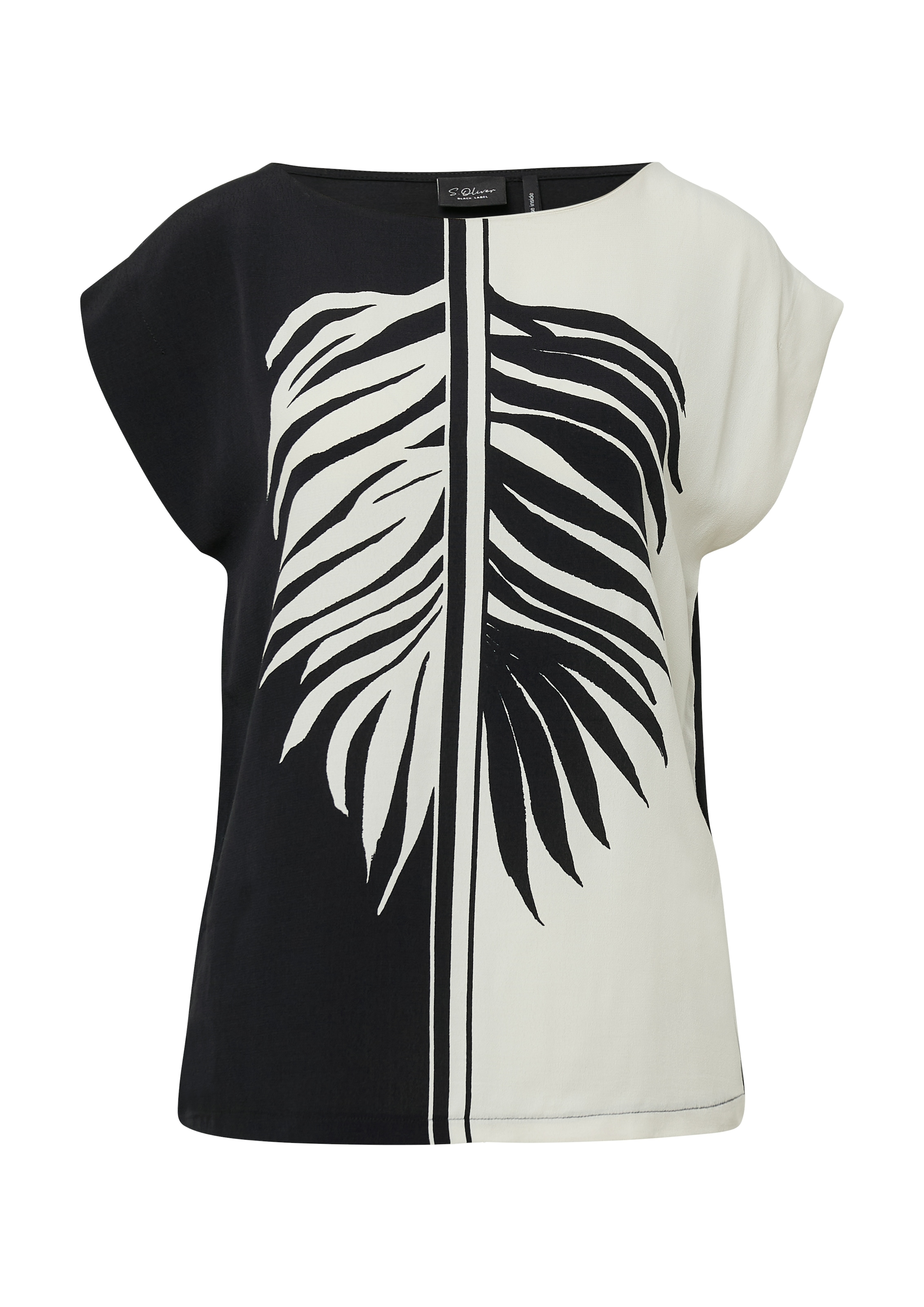 s.Oliver BLACK LABEL T-Shirt, mit floralem Print, im Colorblocking-Style