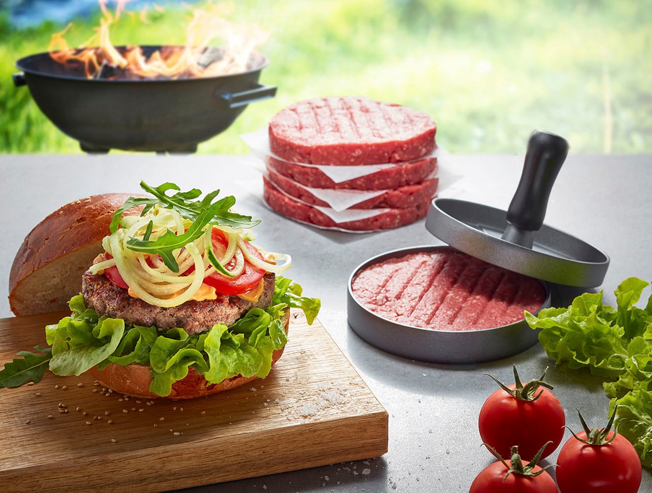 GEFU Burgerpresse »BBQ«, (3 St.), hochwertiges Edelstahl-Set für perfekte B günstig online kaufen