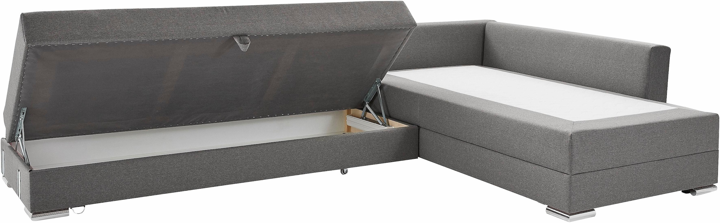INOSIGN Ecksofa »Night & Day L-Form mit Dauer-Schlaffunktion mit Armlehne«, mit Boxspring-Bettfunktion 180x200 cm und Bettkasten, Dauerschläfer!