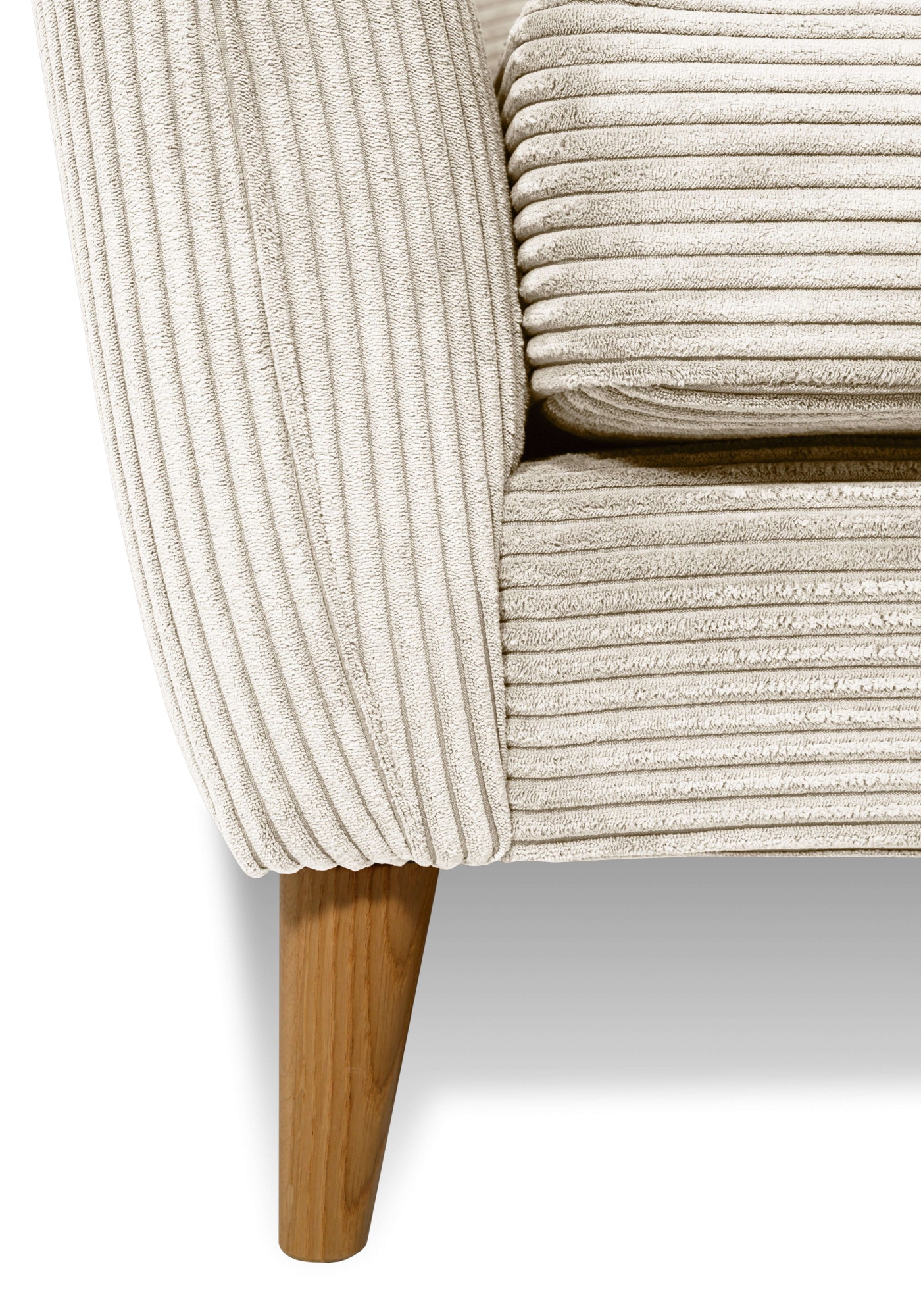 Home affaire 2-Sitzer »MARSEILLE Kompaktsofa 170 cm, Cord, Flachgewebe, Struktur, Webstoff«, Massivholzbeine Eiche, Landhausstil, Wellenunterfederung