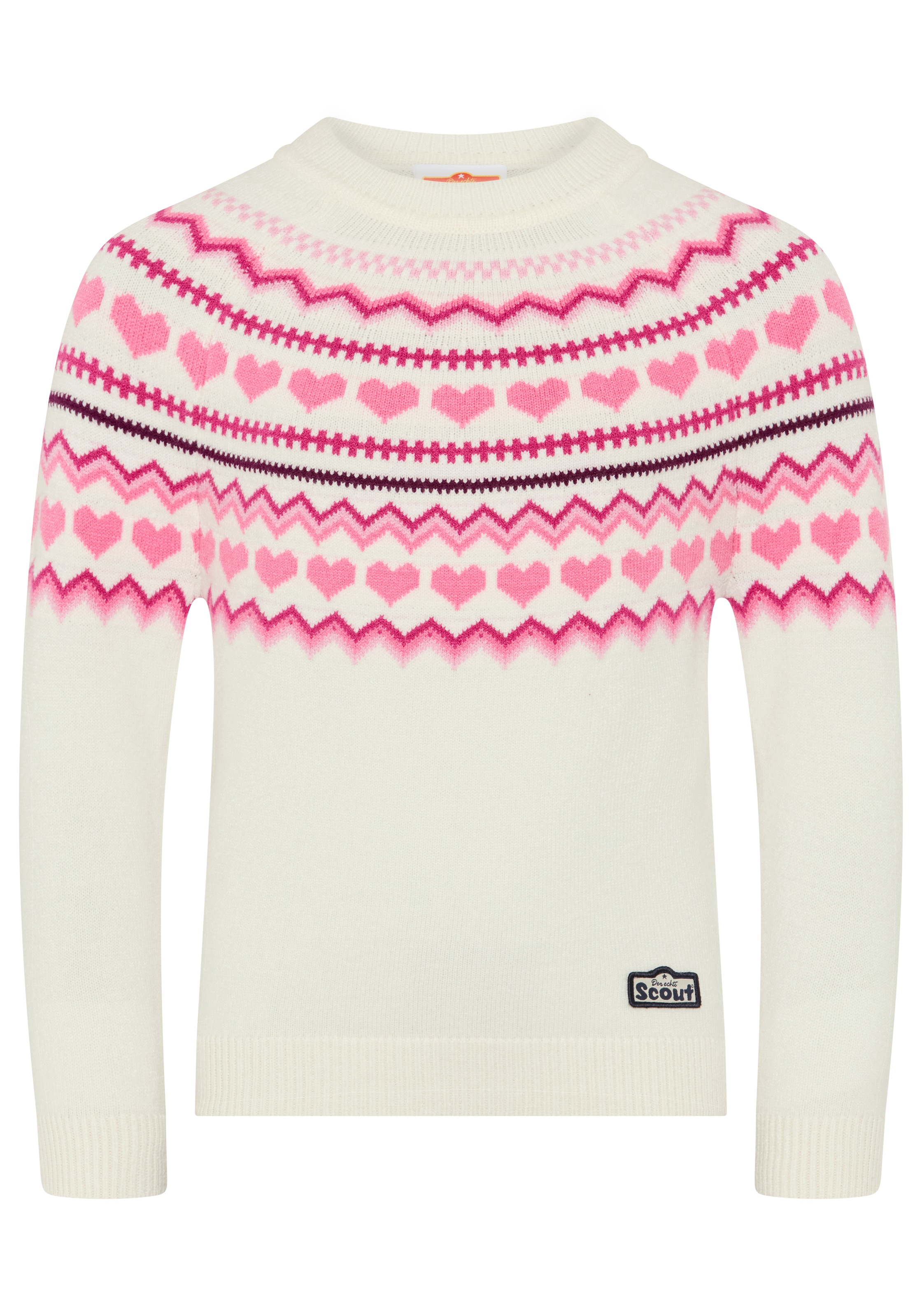 Scout Strickpullover »Jaccquard Pullover - Herzendesign - NEU von SCOUT« Langarm, elastisches Strickmaterial