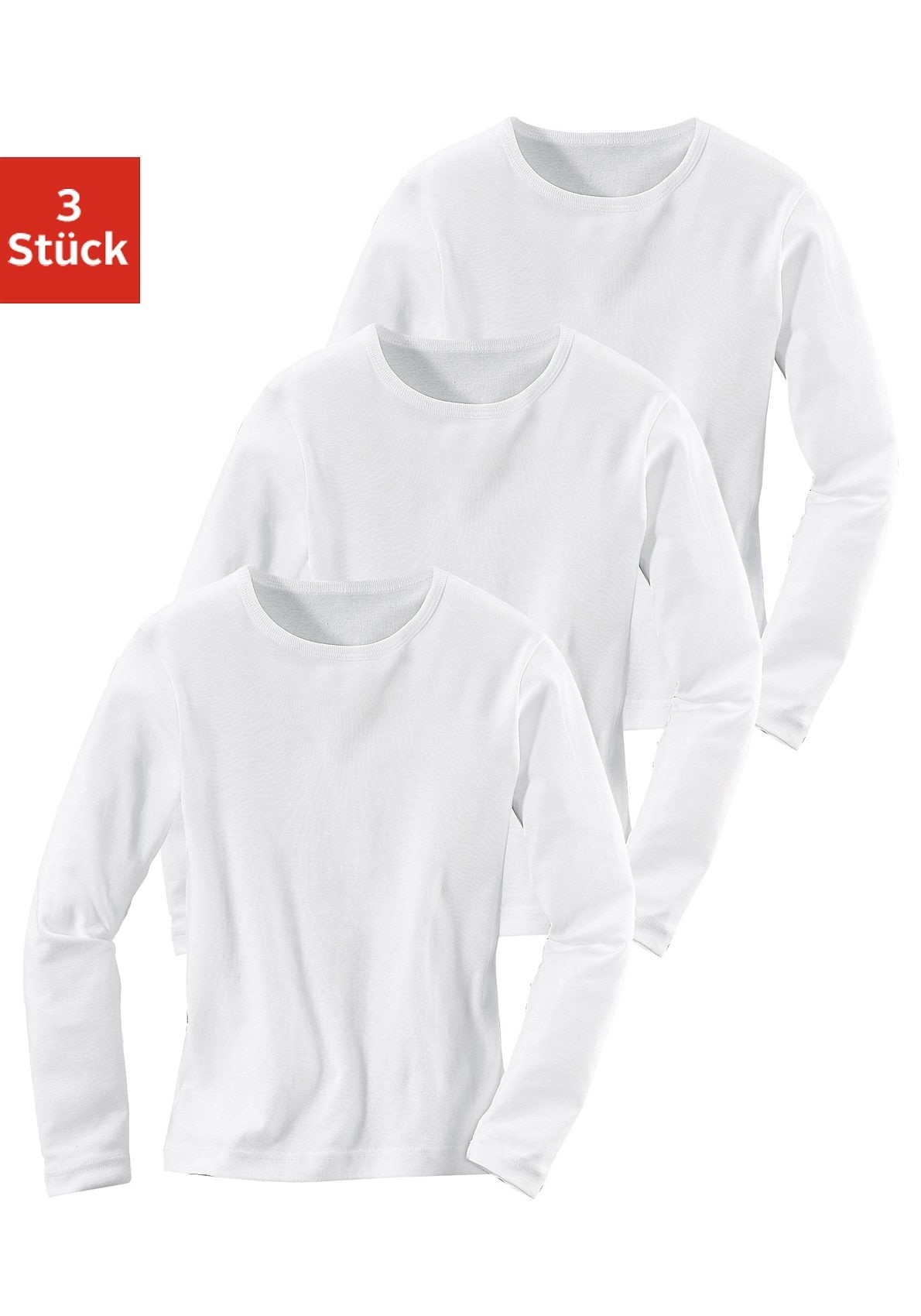 H.I.S Langarmshirt, (3er-Pack), in bestellen online Rippenqualität