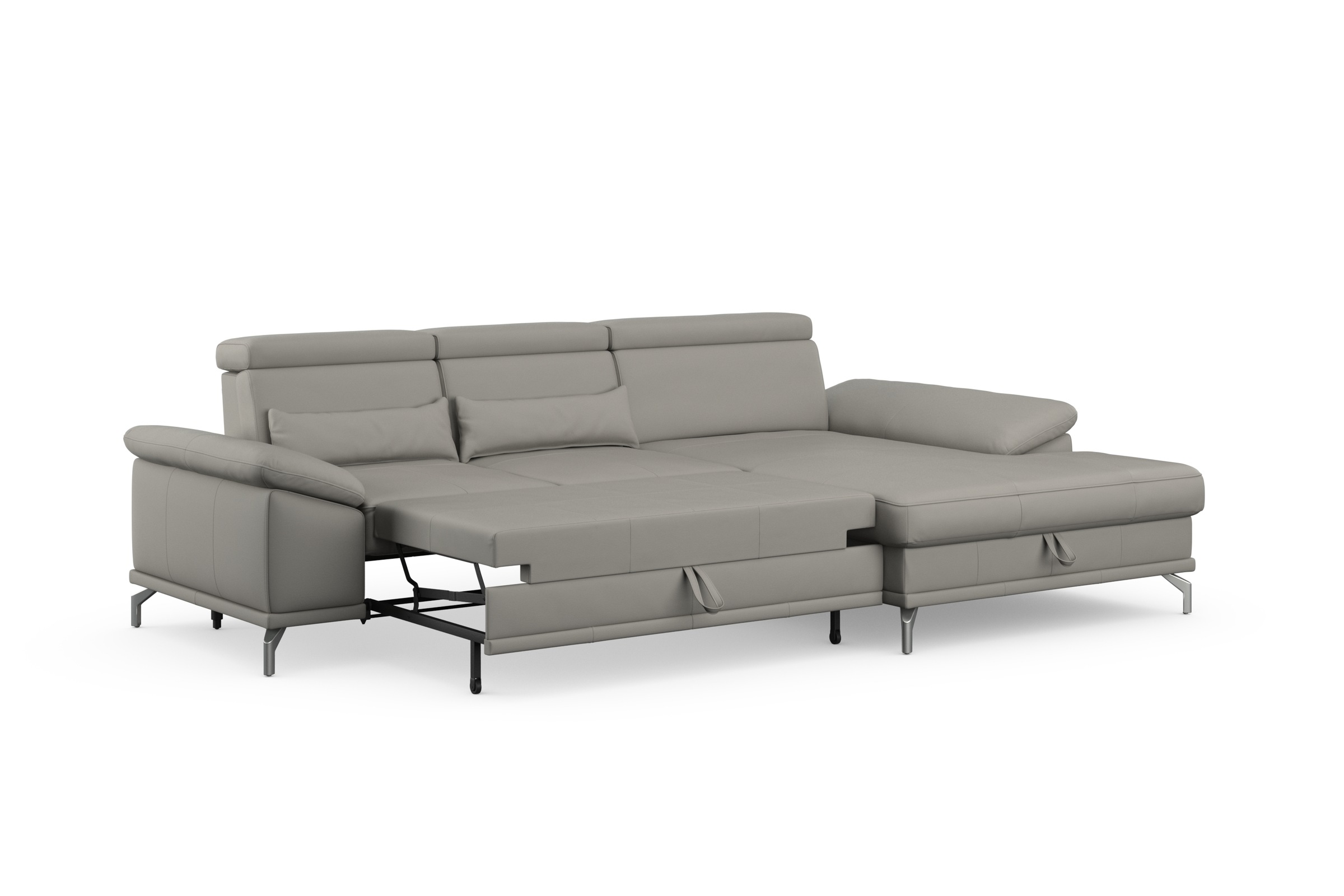 sit&more Ecksofa »Cabrio L-Form, mit Sitztiefenverstellung, Arm- und Kopfteilverstellung«, 2 Nierenkissen, Federkern, optional Bettfunktion und Stauraum
