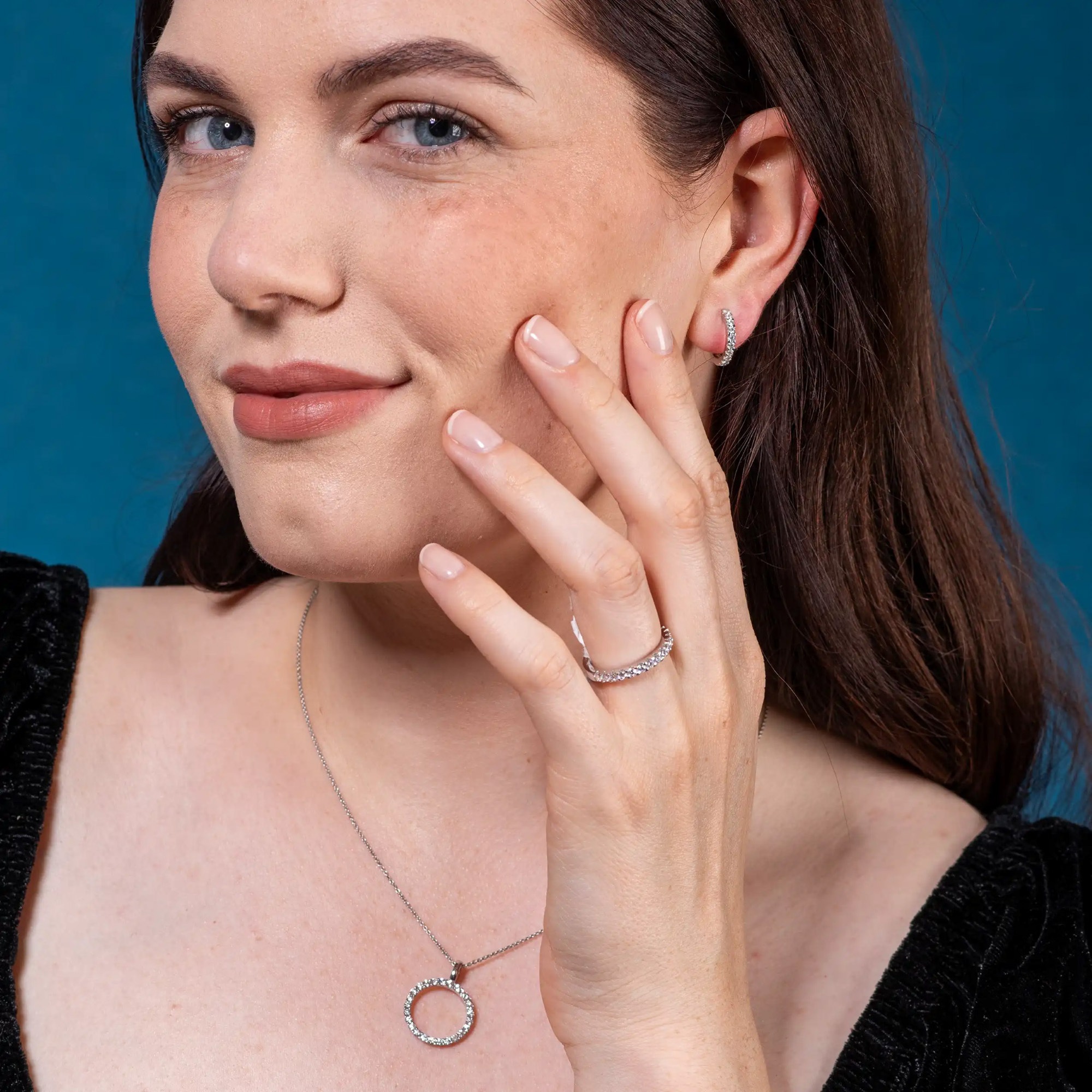 LYOMI Kette mit Anhänger »585/- Weißgold 25 synth. Diam. 0,68ct.«