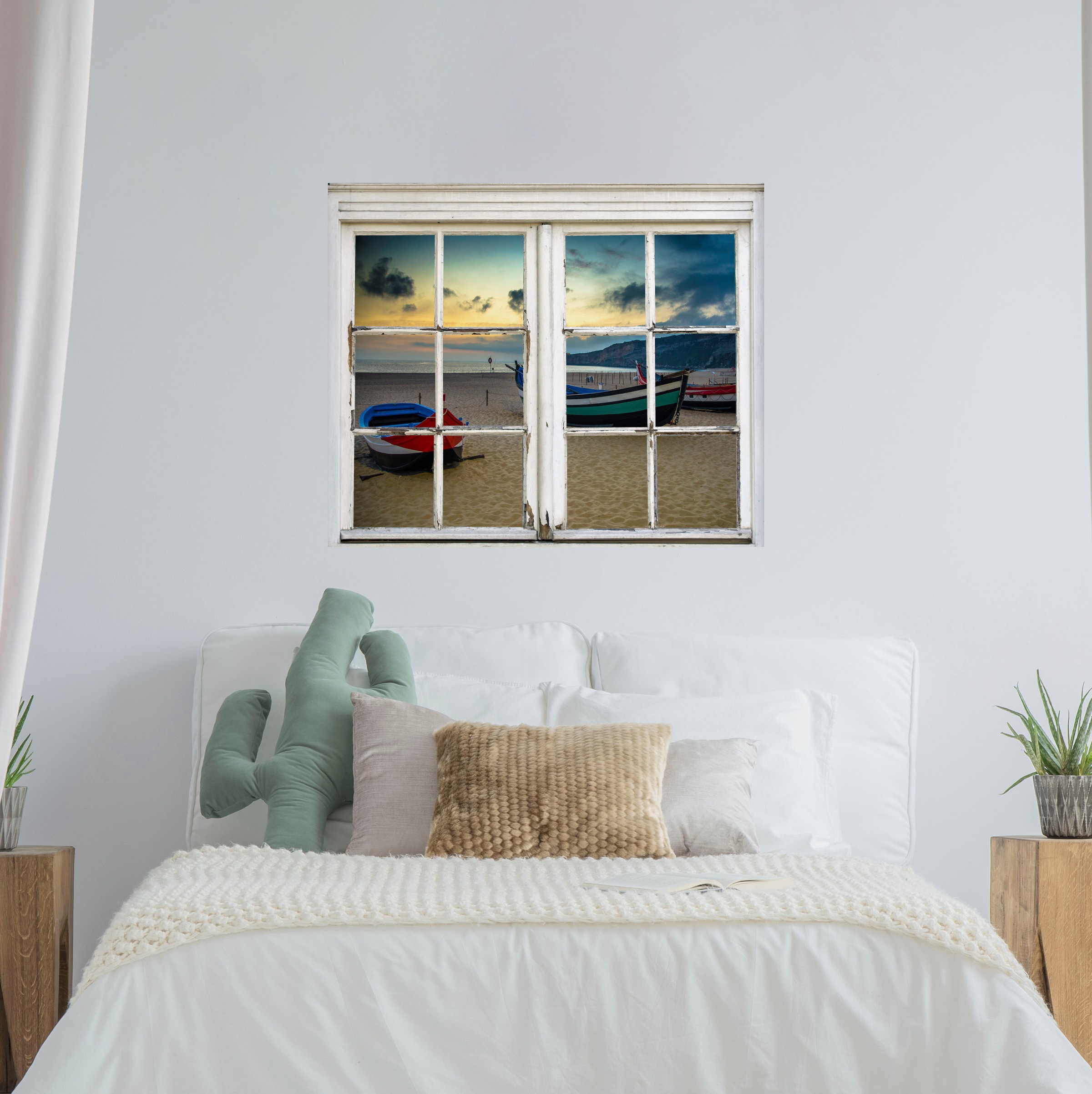 queence Wandsticker »Boote am Strand«, Wandsticker, Wandbild, selbstklebend, 3D, Fenster