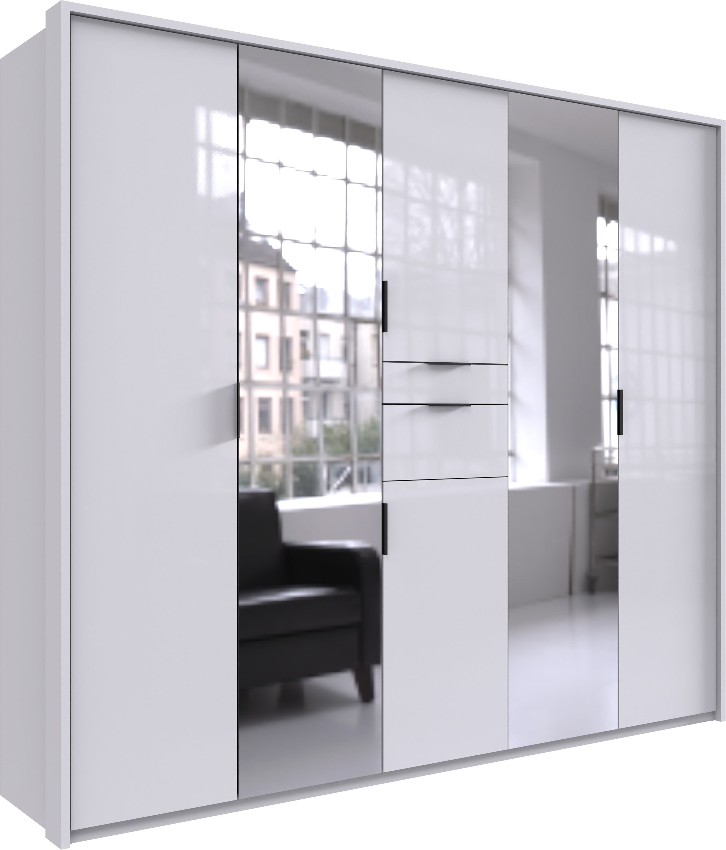 Wimex Drehtürenschrank »Moldau Kleiderschrank mit Spiegel Schlafzimmerschrank Bestseller«, Wähle deine Innenausstattung fertig konfiguriert im Schrank