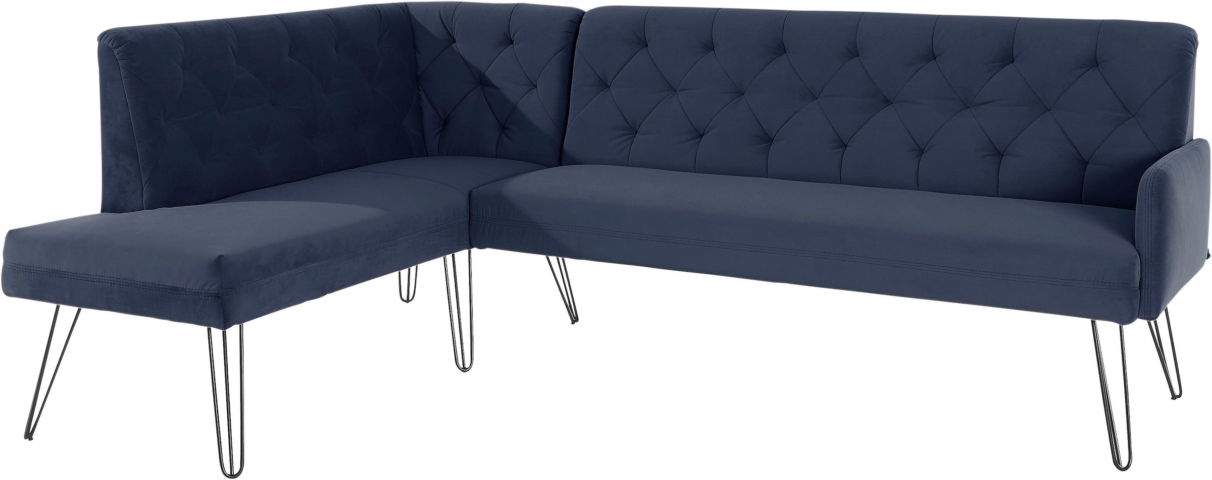 exxpo - sofa fashion Eckbank »Doppio, Chesterfield Optik, komfortabel und bequem, hohe Designfüße«, Frei im Raum stellbar
