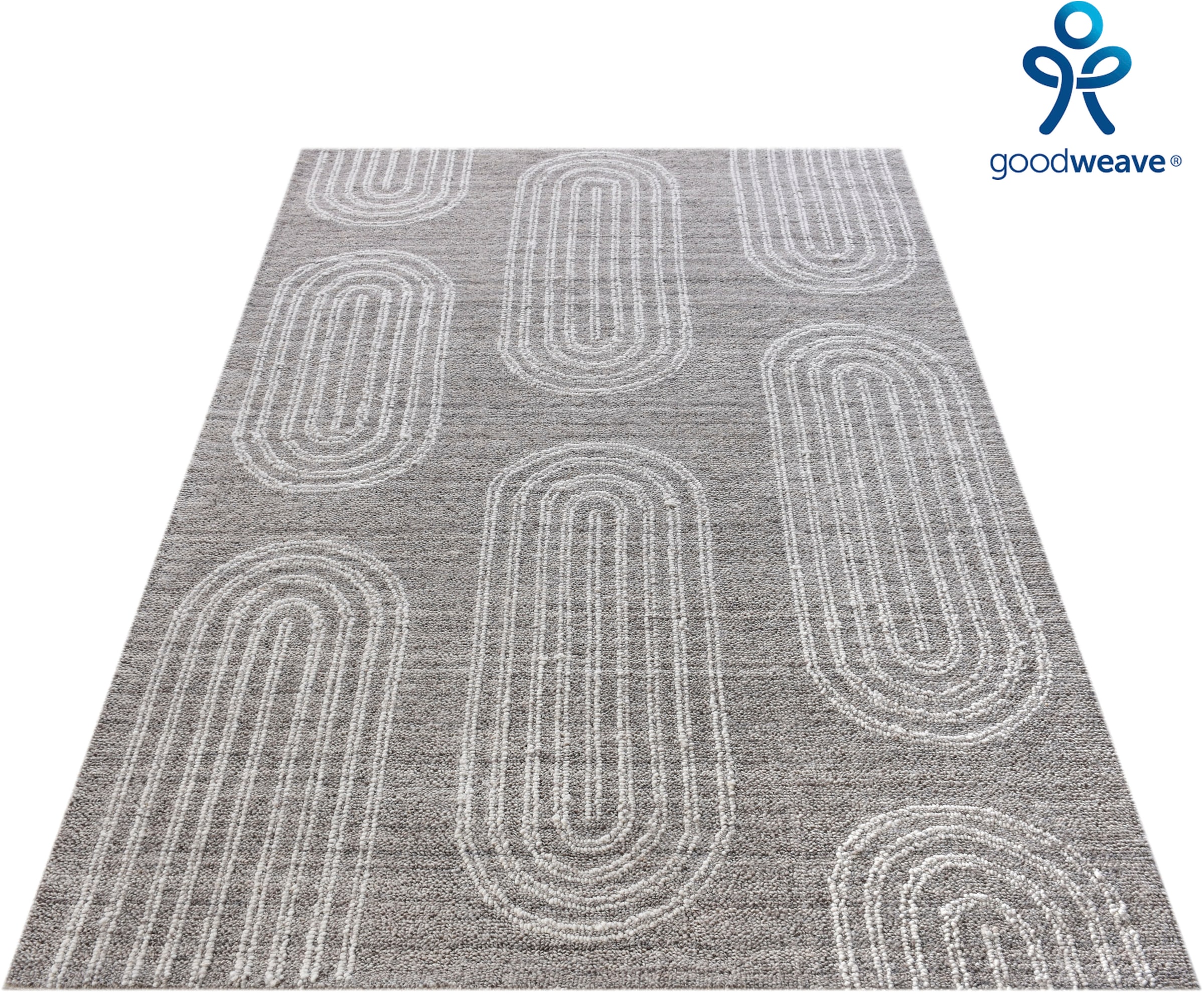 my home Wollteppich »Boras, handgefertigt, Wolle, Hoch-Tief-Struktur,« rech günstig online kaufen