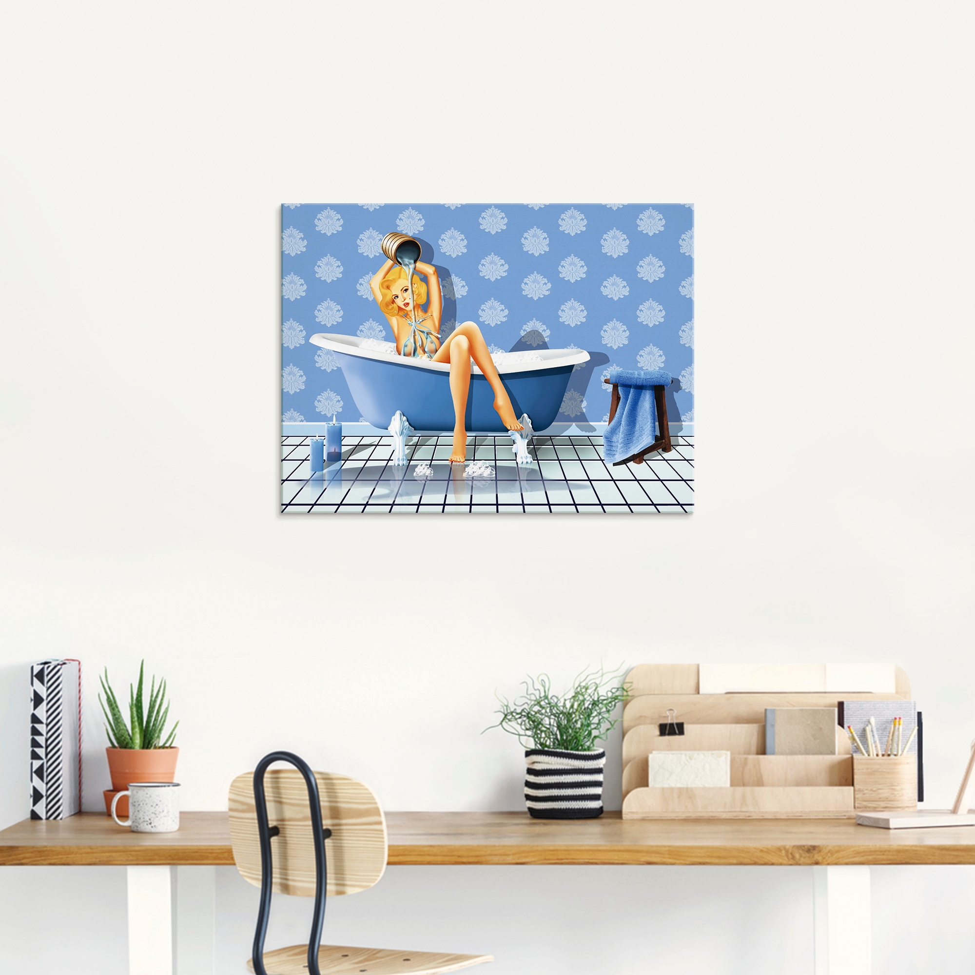 Artland Glasbild »Das sexy blaue Badezimmer«, Frau, (1 St.), in verschiedenen Größen