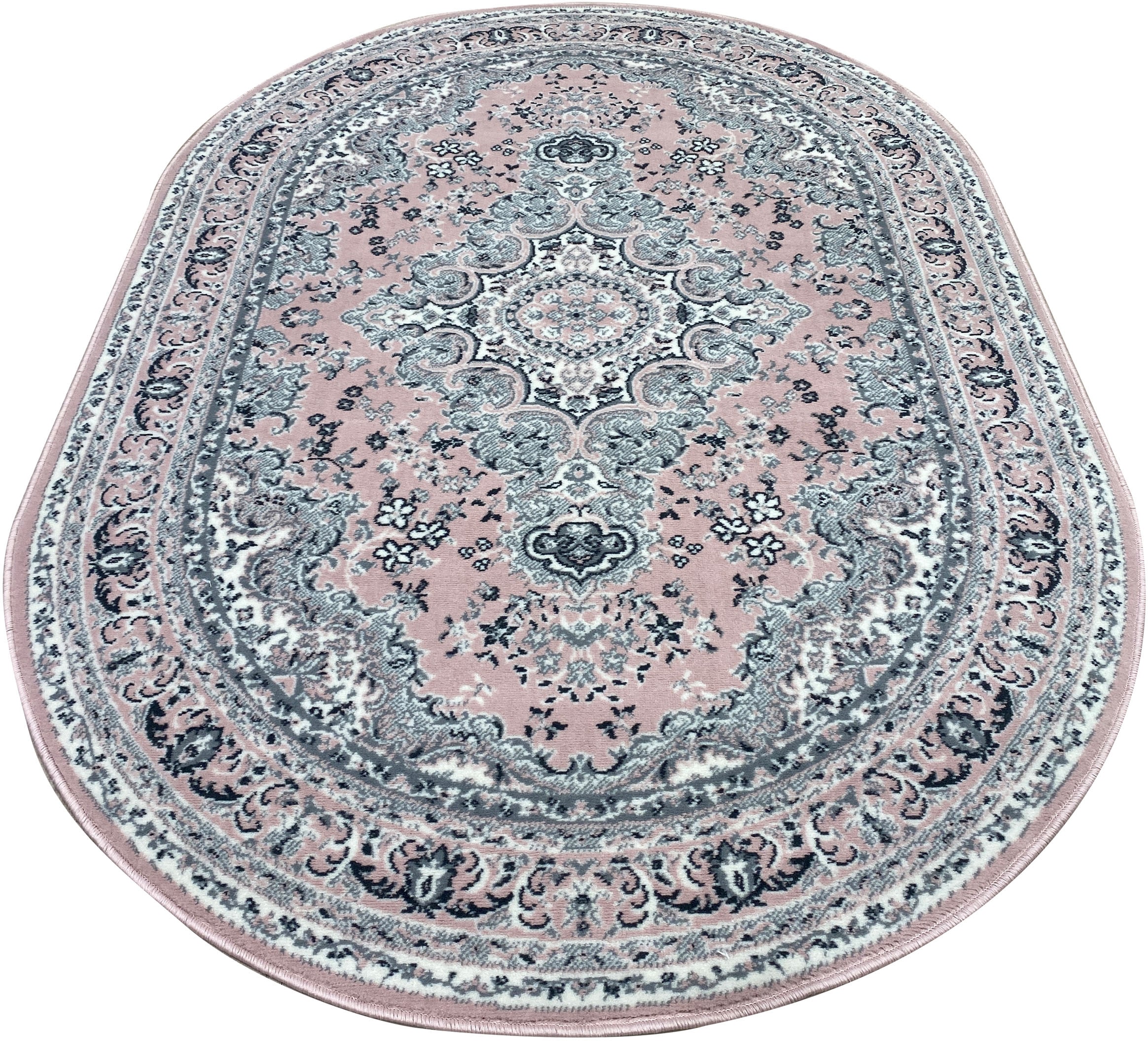 my home Teppich »Oriental, Made in Belgium«, oval, 7 mm Höhe, Orient-Optik, mit Bordüre, Kurzflor, pflegeleicht, elegant