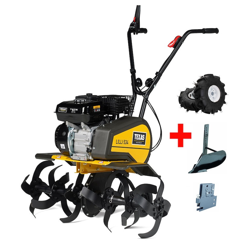 TEXAS Benzinmotorhacke »SET 534TG« 4 kW/5, 4 PS, mit Rückwärtsgang und Zubehör – kraftvoll und vielseitig Schwarz
