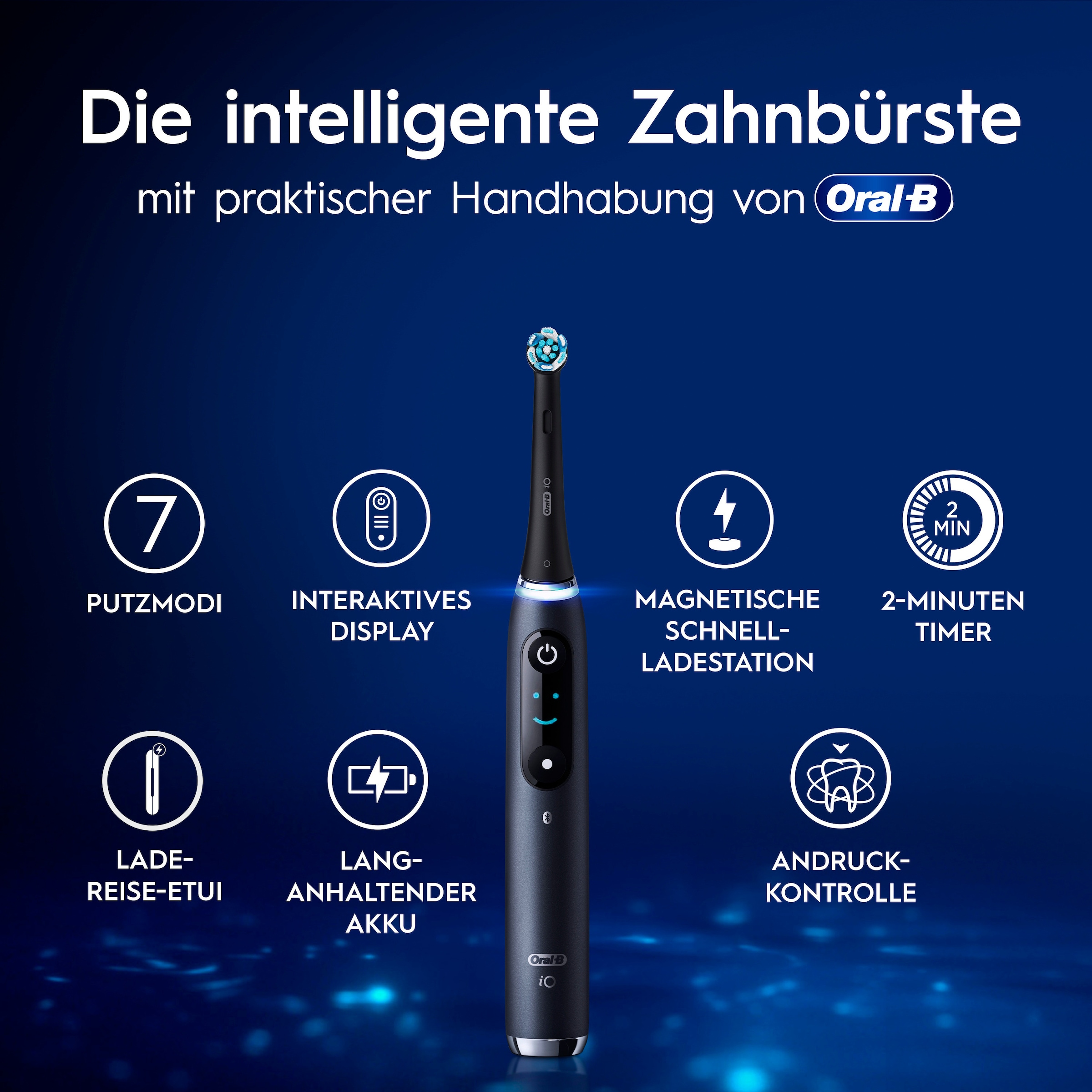 Oral-B Elektrische Zahnbürste »iO Series 9« 3 Stk. Aufsteckbürsten Geschenkedition, 7 Putzmodi, Lade-Reise-Etui
