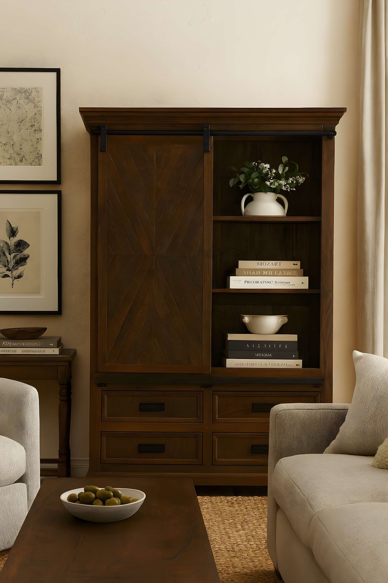 Home affaire Vitrine »Don Barn« mit 1 Schiebetür, handgefertigt, Unika-Möbel, Breite 110 cm