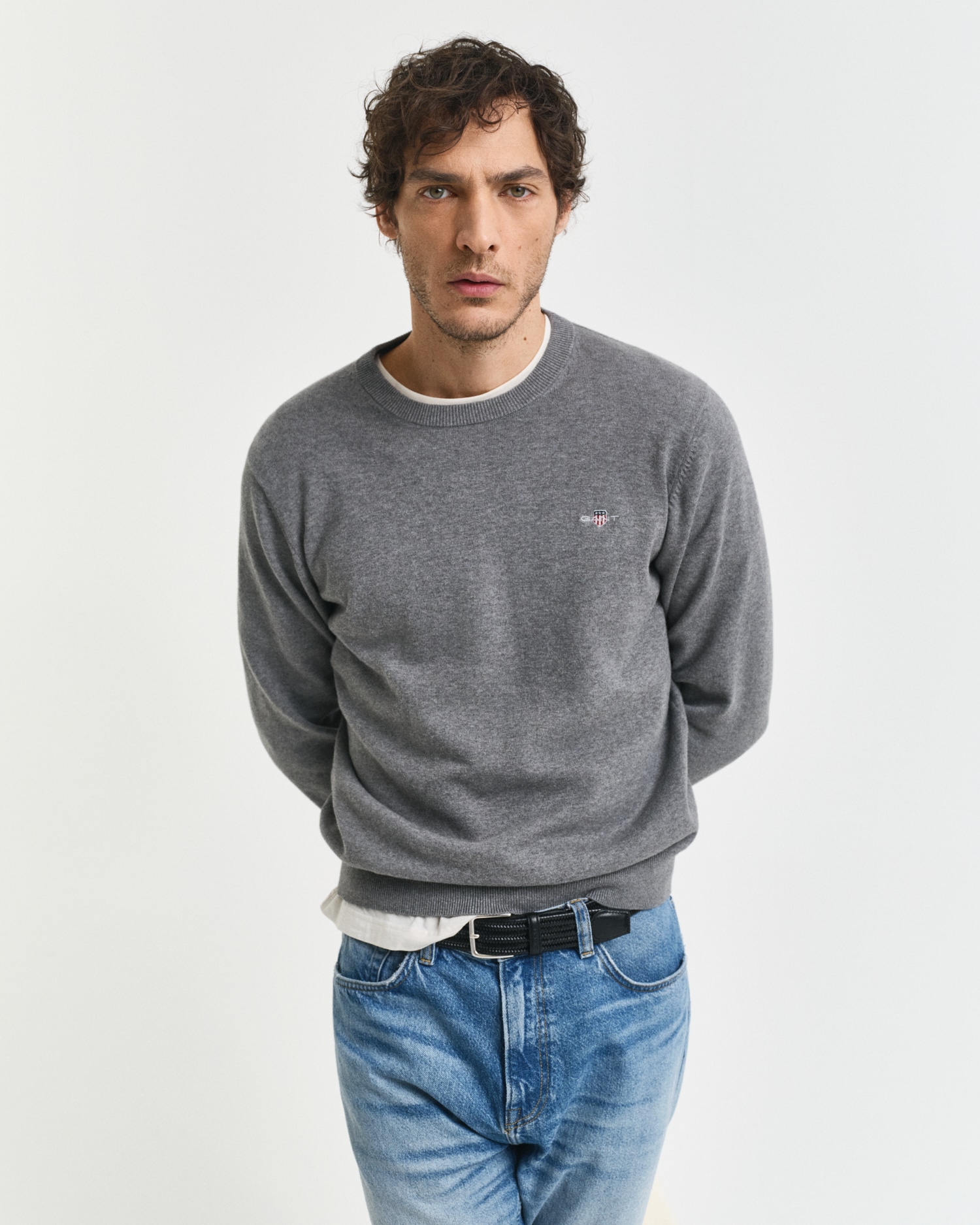 Gant Rundhalspullover »CLASSIC COTTON C-NECK« Premium Strickpullver aus weicher 100% Baumwolle, Übergangspullover