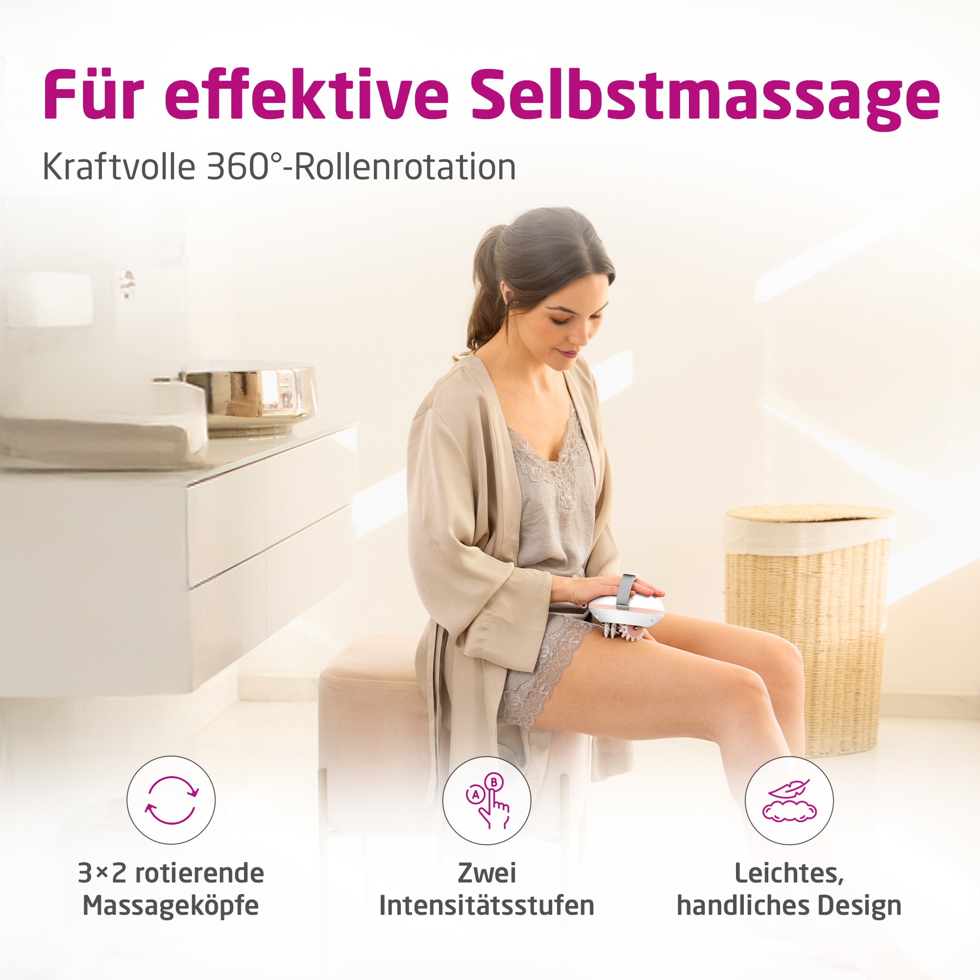 Medisana Massageroller »AC 860« Cellulite Massagegerät, Stimulation des Bindegewebe, 2 Intensitäten
