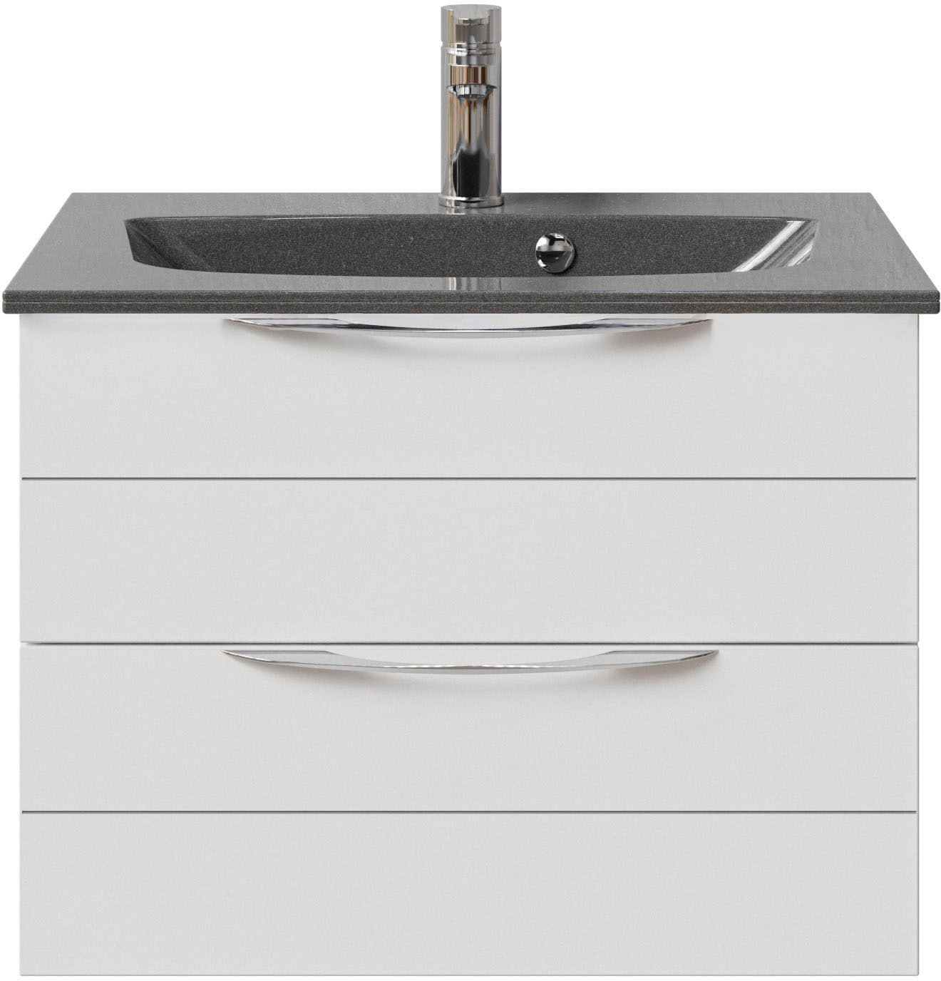 Saphir Waschtisch »Serie 6025 Mineralmarmor-Waschtisch mit Unterschrank, 67 cm breit«, Waschplatz mit 2 Schubladen, hängend, verschiedene Ausführungen