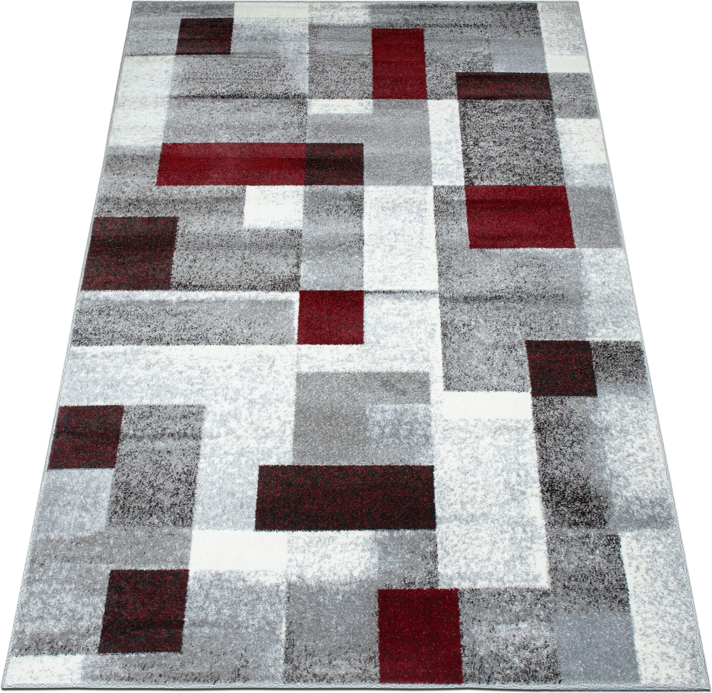 OTTO home Teppich »Corine« rechteckig 9 mm Höhe mit besonders weichem Flor, Kurzflor, modernes Karo-Design,