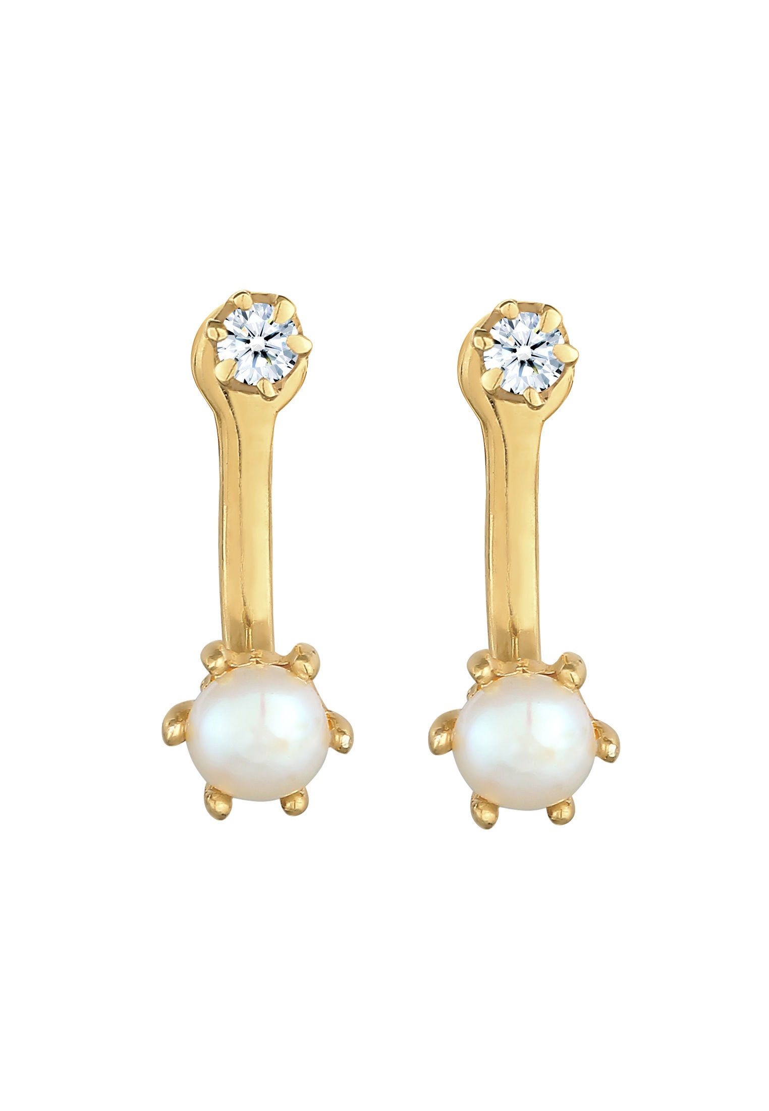 Elli DIAMONDS Paar Ohrstecker »Ear Jacket Diamant Süßwasserzuchtperle 925 Silber«