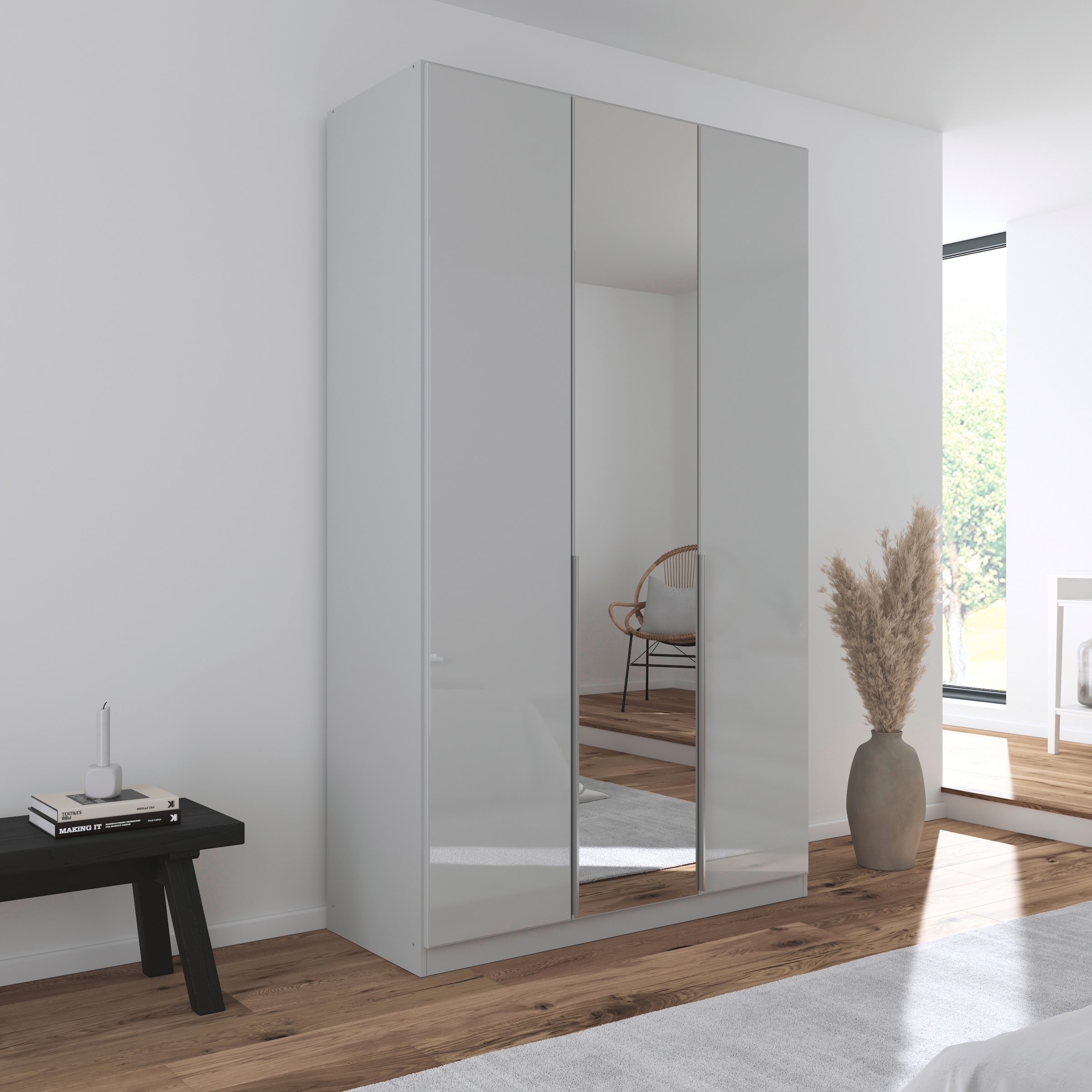 rauch Drehtürenschrank »Kleiderschrank Kleiderschränke Schrank Garderobe AGORDO mit Glasfront«, (in zwei Griff-Farben), durchdachte Innenausstattung, in 6 Breiten und 2 Höhen MADE IN GERMANY