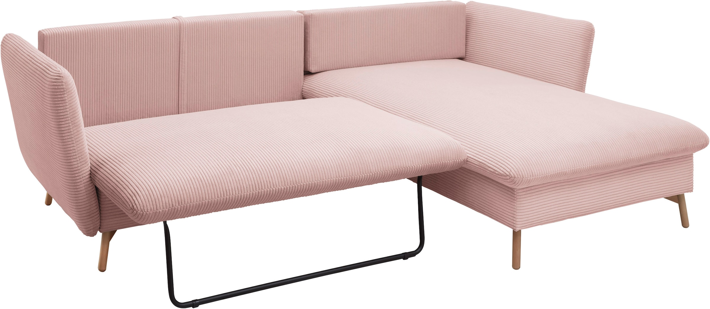 andas Ecksofa »MERLE, 258 cm, L-Form, Cord,«, mit Schlaffunktion, Liegefläche 224 x 139 cm und Bettkasten