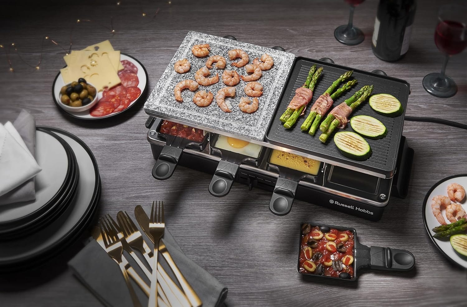 RUSSELL HOBBS Raclette »26280-56«, 8 St. Raclettepfännchen, 1400 W, Grill für 8 Personen, Multi-Grill