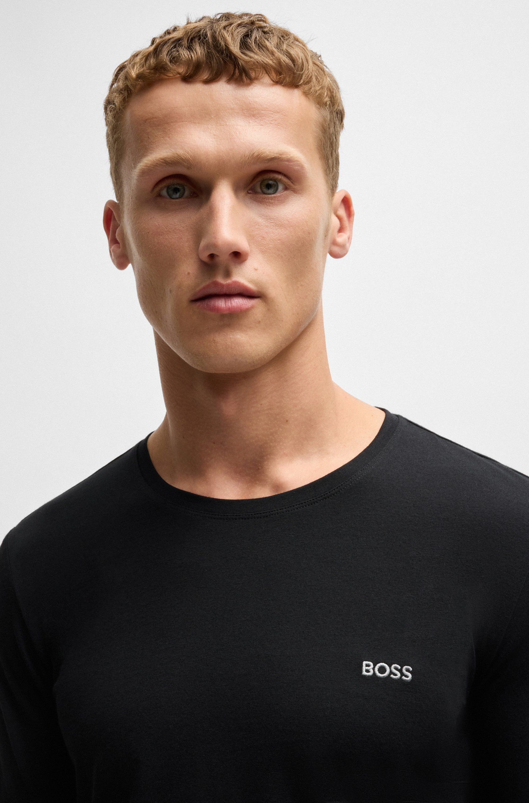 BOSS Langarmshirt »Mix&Match LS-Shirt R«, mit BOSS Stickerei auf der Brust