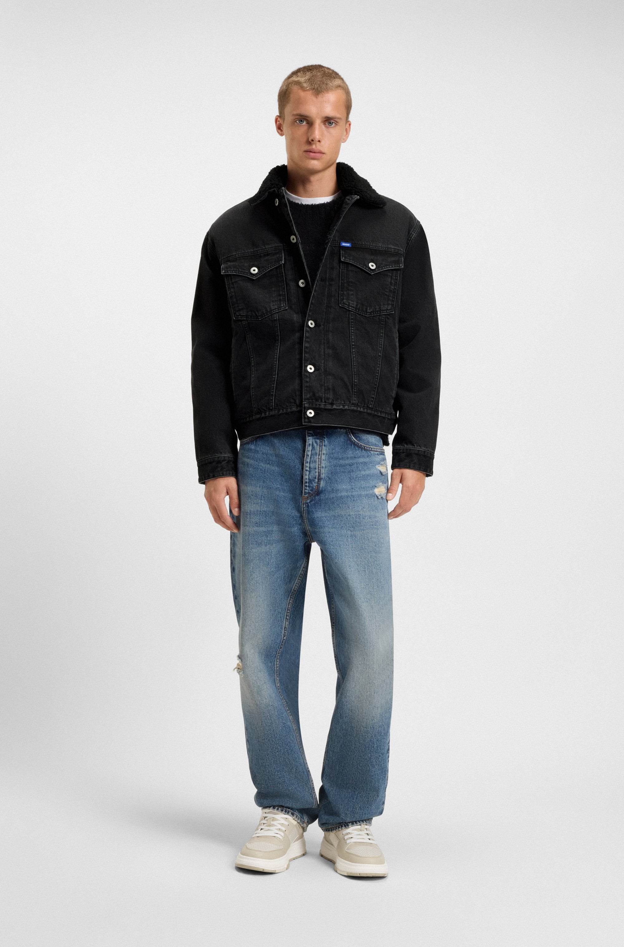 HUGO Blue Jeansjacke »Dex«, warm gefüttert, regular fit, stone washed