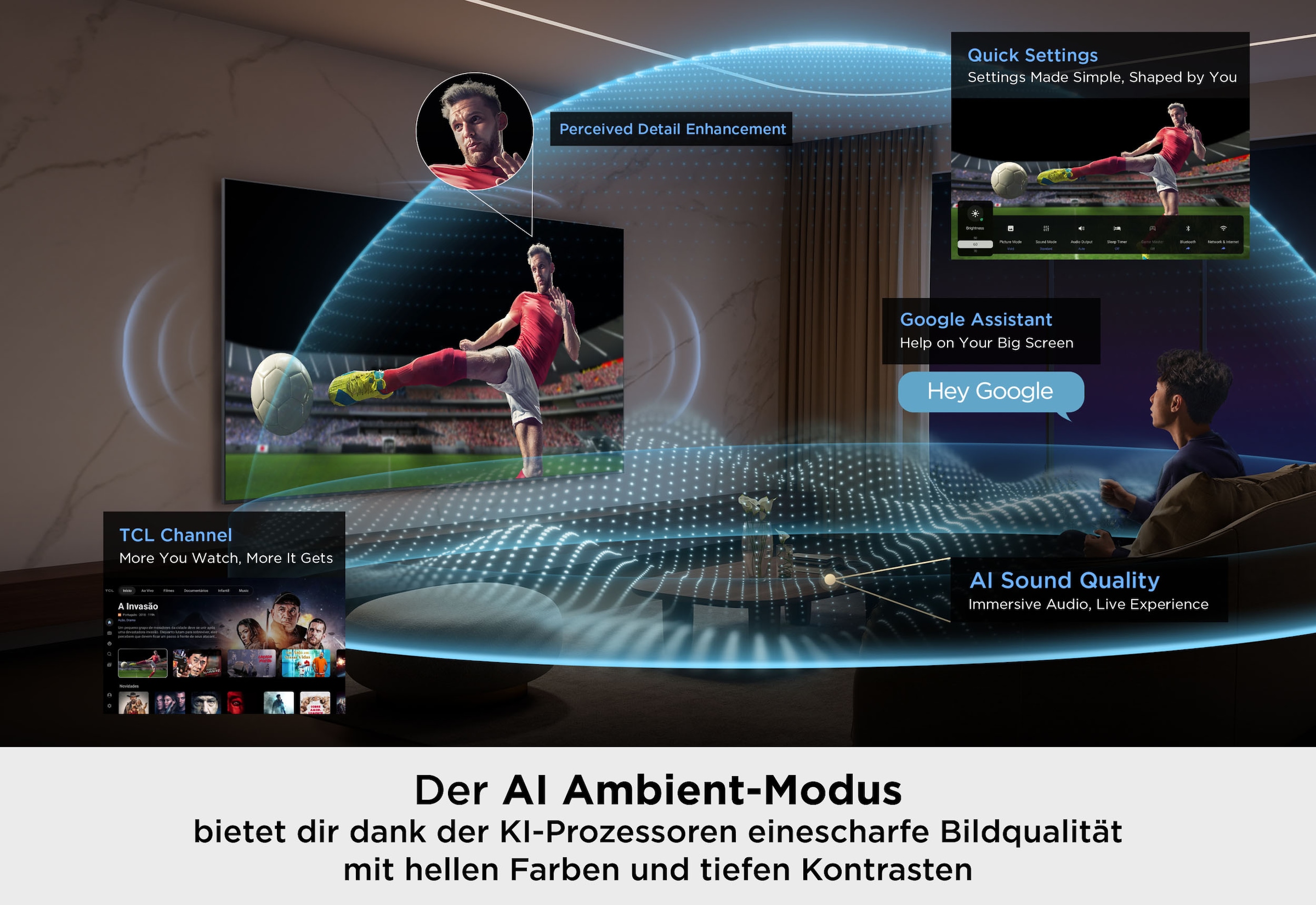 TCL Mini-LED-Fernseher »65T8DXB« 164 cm/65 ″ Smart-TV QD-Mini LED, AiPQ Pro Prozessor, 144Hz, Dolby Atmos, Apple AirPlay 2
