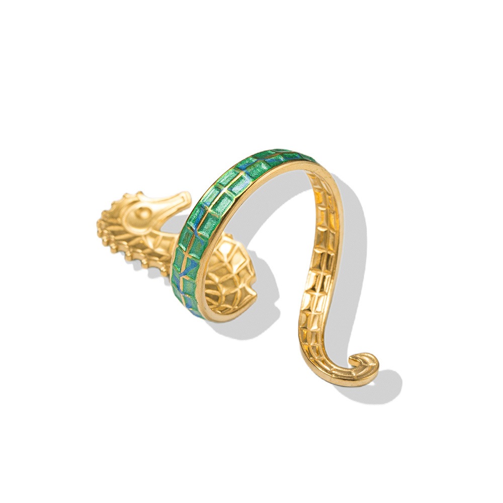 Firetti Fingerring »Schmuck Geschenk Edelstahl Emaille Damenring Seepferd« Made in Germany - Schmuckelement, Schmuckelemente, Emaille