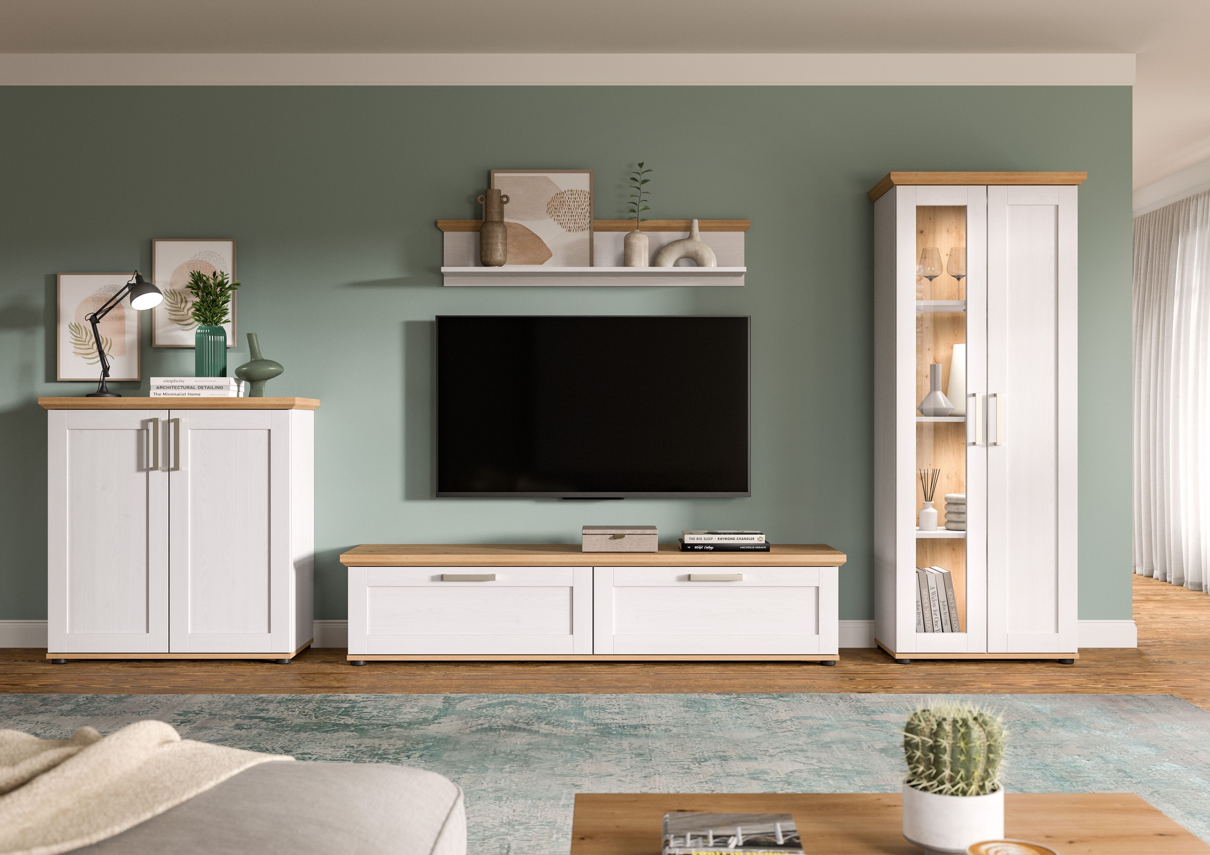 Home affaire Wohnwand »Cosenza«, (Set, 4 St.), Cosenza, Breite: 336 cm, Vit günstig online kaufen
