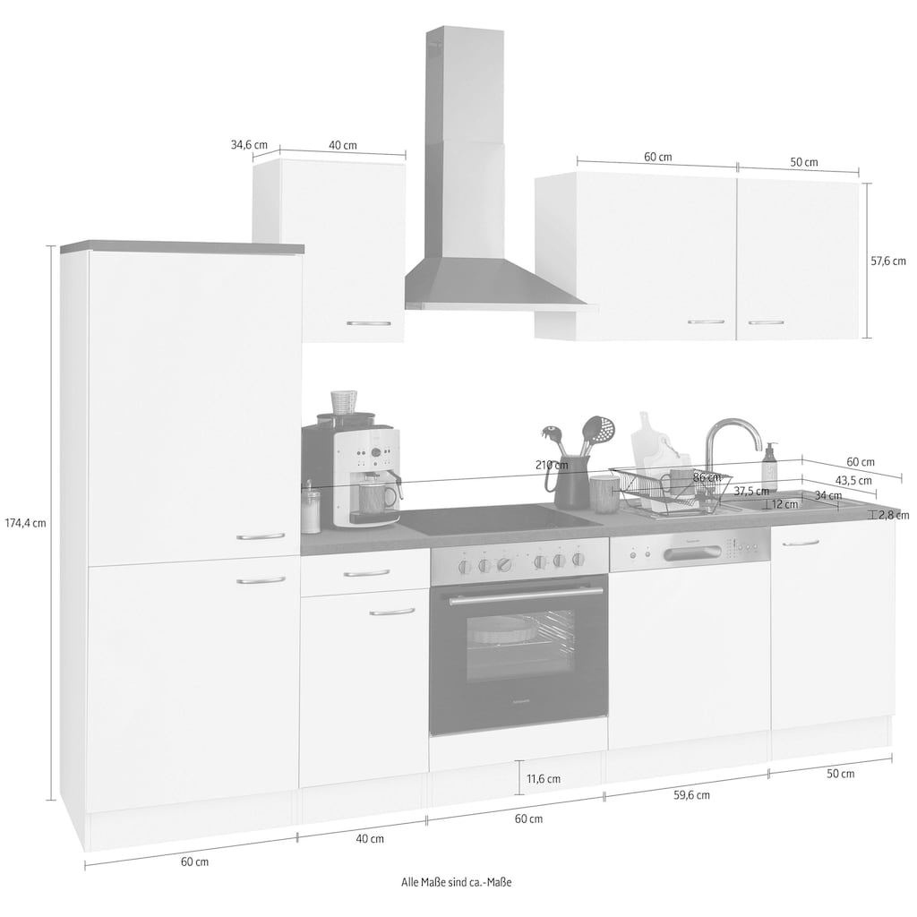 OPTIFIT Küchenzeile »Parare«, Breite 210 bzw. 270 cm, mit Hanseatic E-Geräten