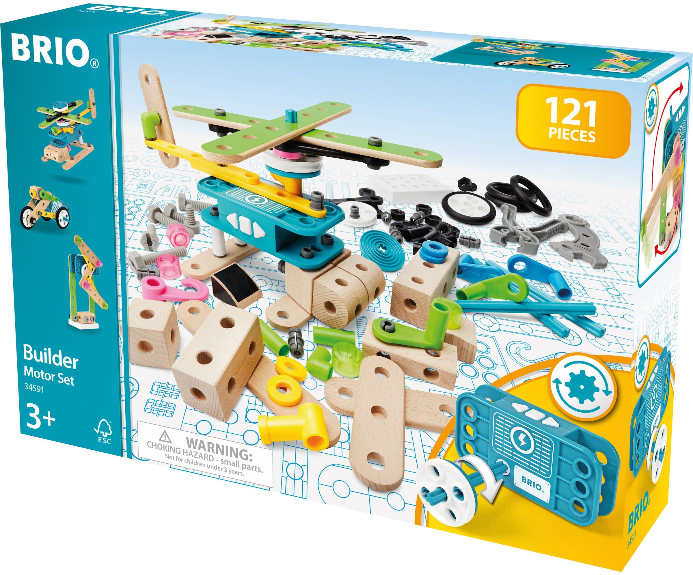 BRIO® Konstruktions-Spielset »Builder Motor-Set«, (121 St.), mit batteriebetreibenem Motor; FSC® - schützt Wald - weltweit