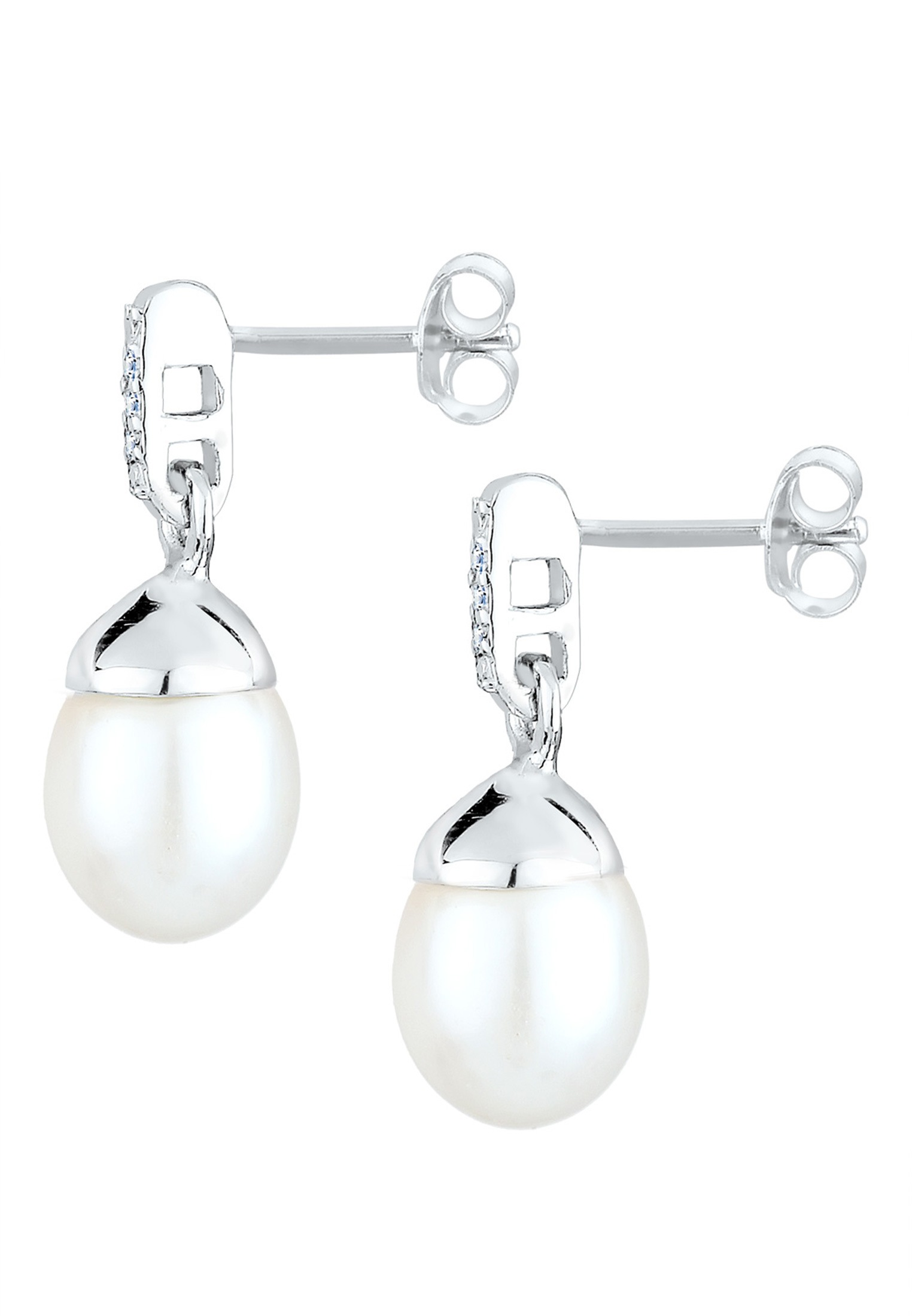 Elli DIAMONDS Paar Ohrhänger »Süßwasserzuchtperle Diamant 0.06 ct. 925 Silber«