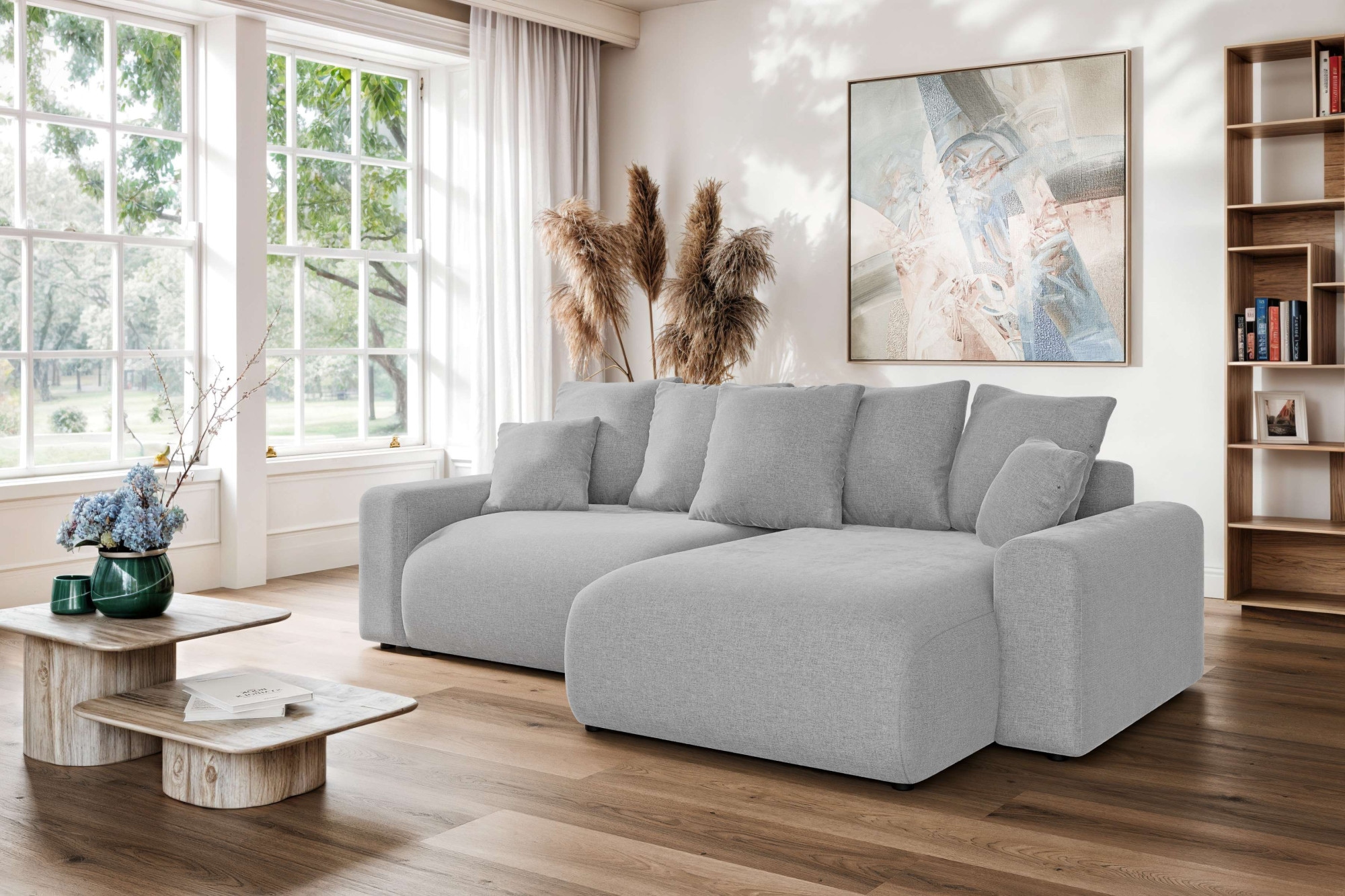Home affaire Ecksofa »LAKESIDE klein mit Bettfunktion und Bettkasten, B/T/H 235/142/84 cm«, L-Form, Recamiere beidseitig montierbar, mit Wellenunterfederung