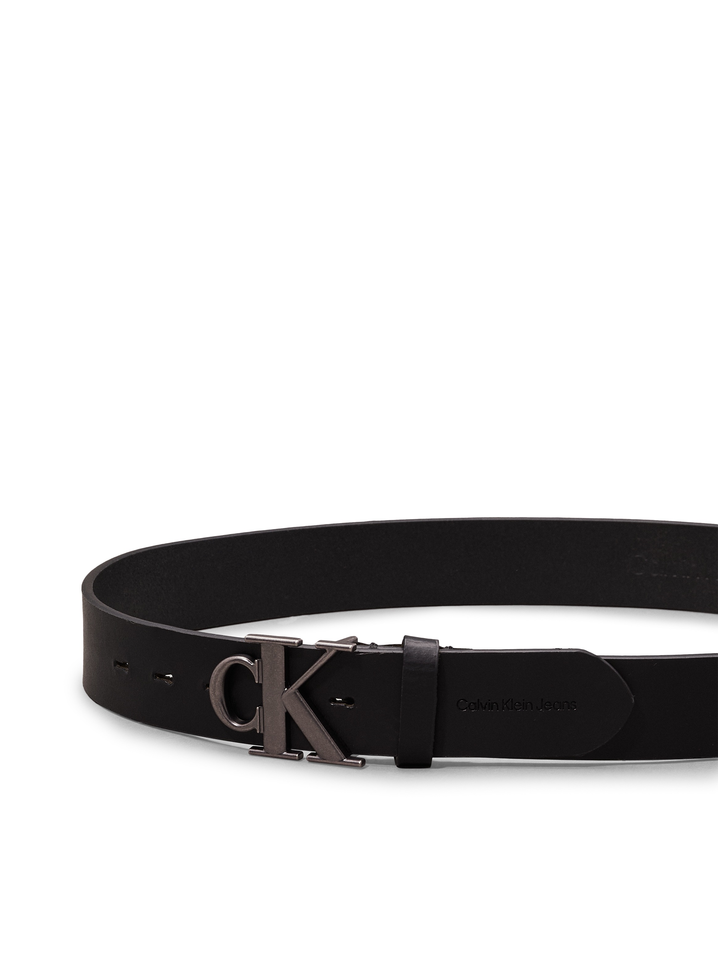 Calvin Klein Jeans Ledergürtel »ROUND MONO PLAQUE LTHR BELT 40MM«, mit CK-Logoschließe