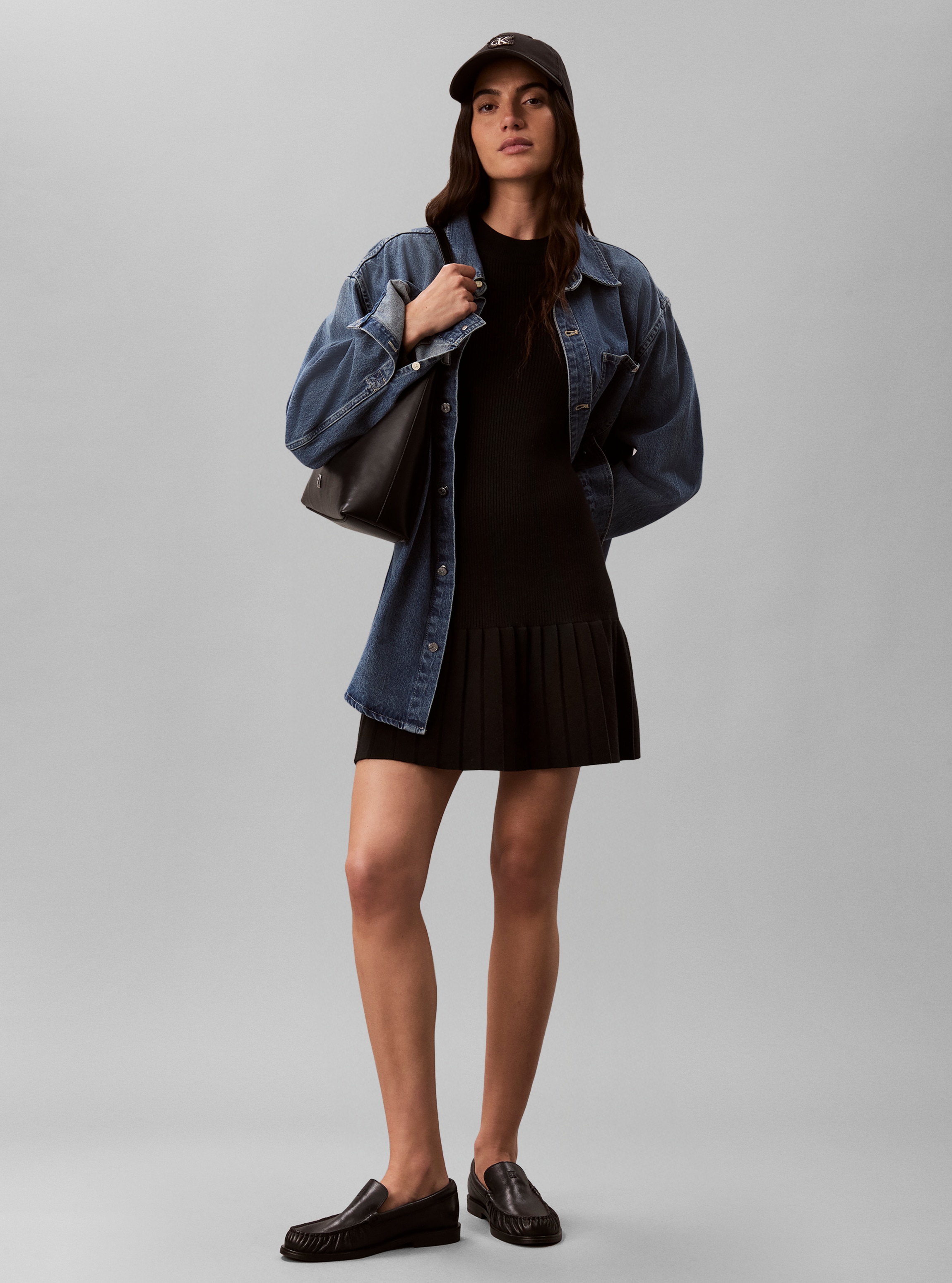 Calvin Klein Minikleid »MOCKNECK MINIDRESS« Ohne Tasche Regular fit mit Falten