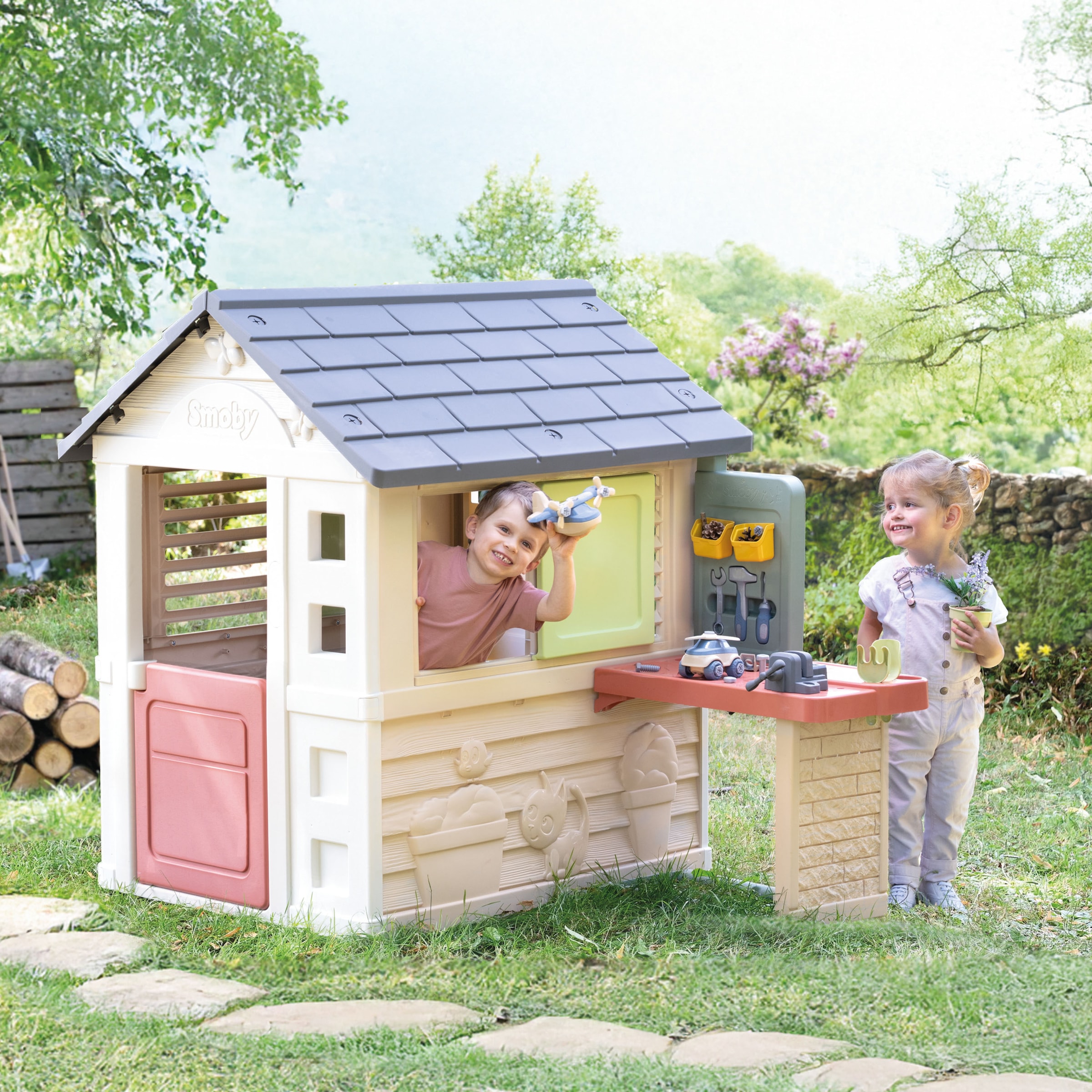 Smoby Spielhaus »Smoby Life Natur mit Werkstatt«