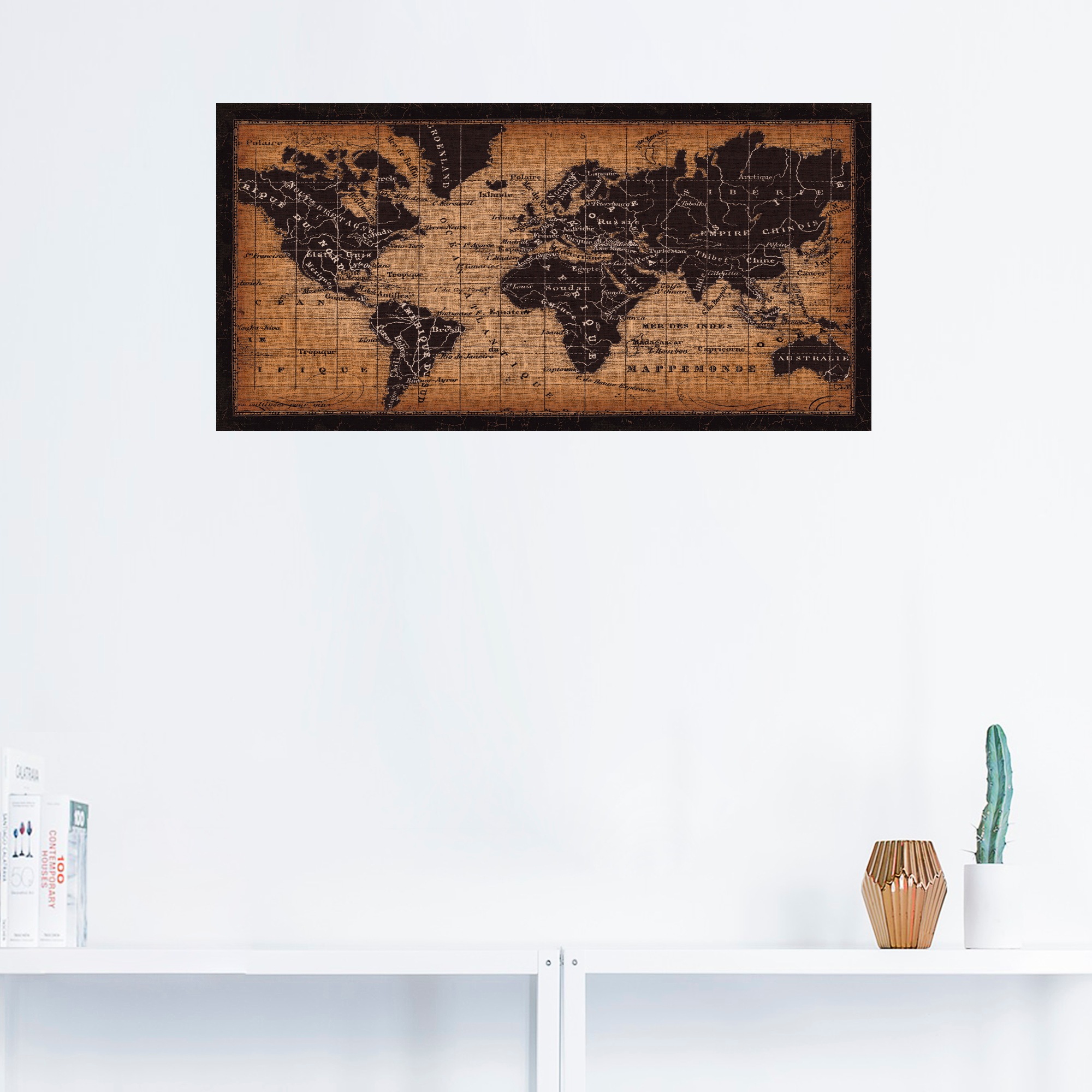 Artland Wandbild »Alte Weltkarte«, Landkarten, (1 St.), als Leinwandbild, Poster, Wandaufkleber in verschied. Größen