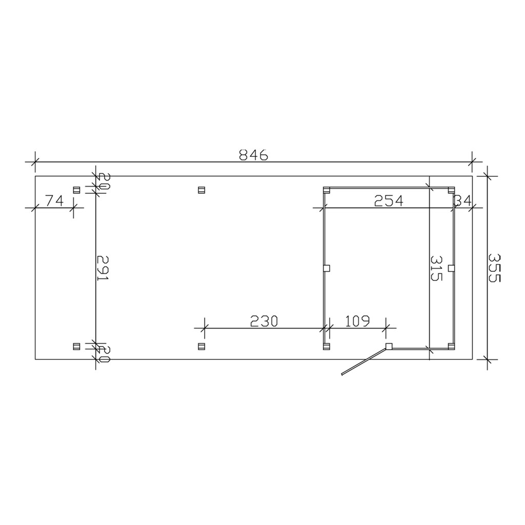 Skanholz Einzelcarport »Spessart«, Leimholz-Nordisches Fichtenholz, 291 cm, braun