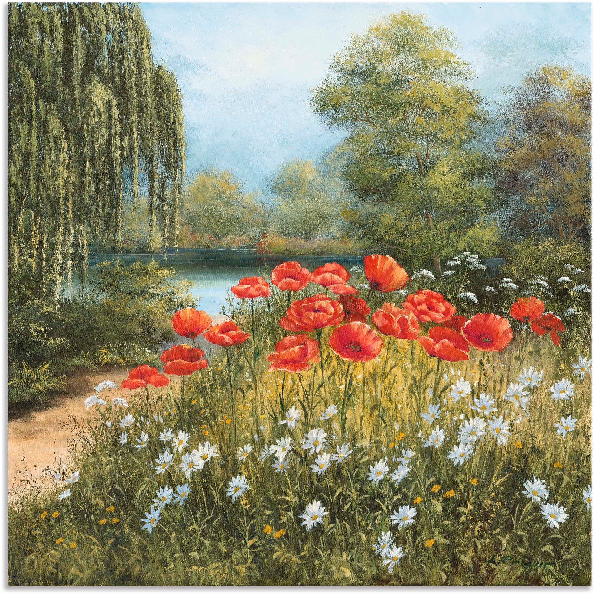 Artland Wandbild "Mohnwiese am See", Blumenwiese, (1 St.), als Alubild, Out günstig online kaufen