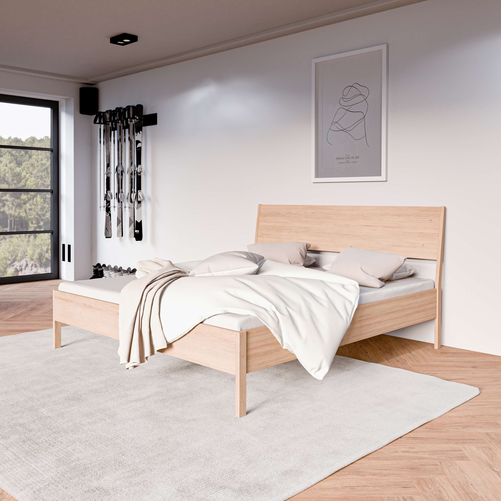 Home affaire Bett »Nord, Bettgestell, Eichefurnier«, skandinavisches und mi günstig online kaufen