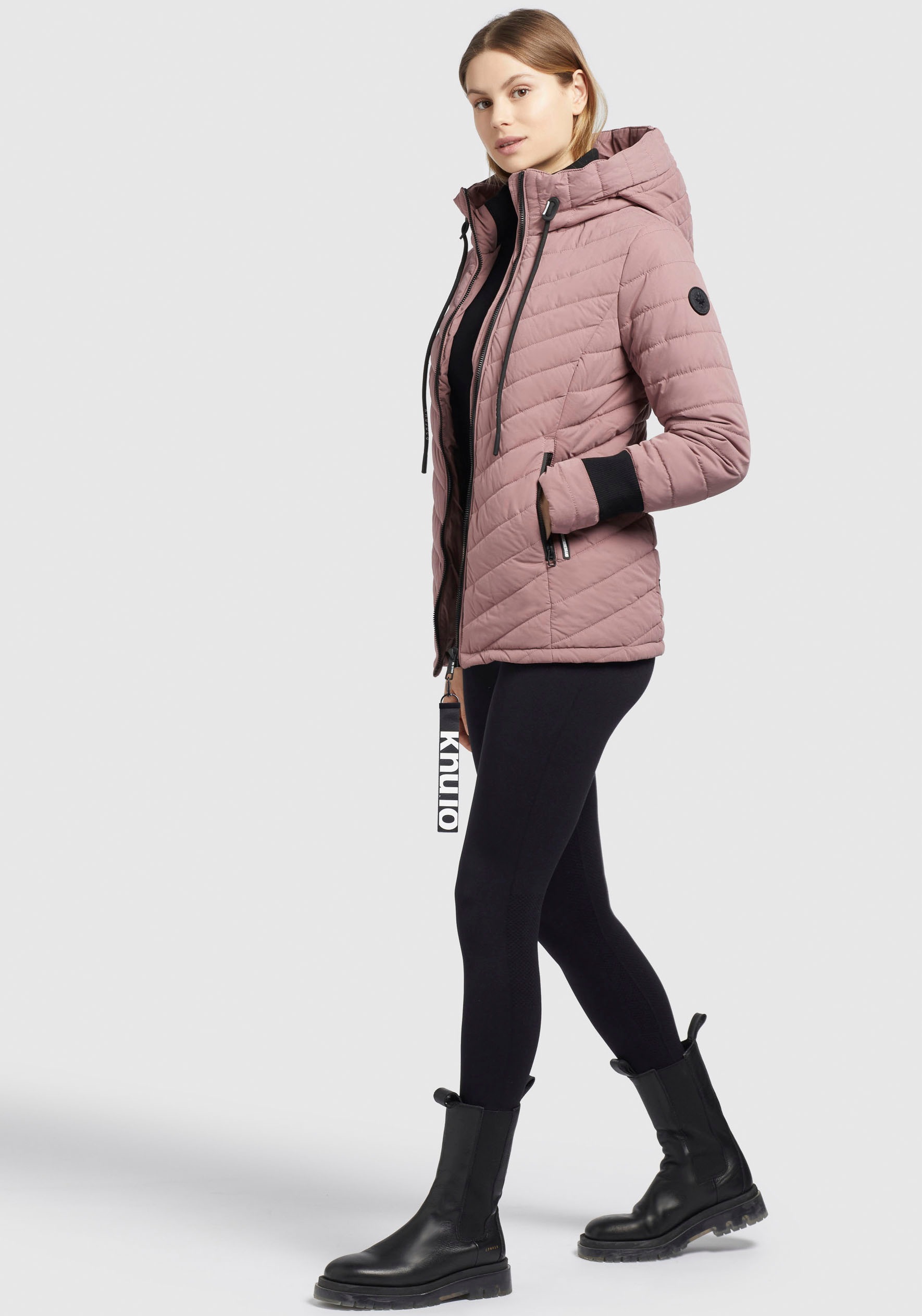 khujo Steppjacke »PATT2 PEACHED«, mit Kapuze, mit kontrastfarbigen Details