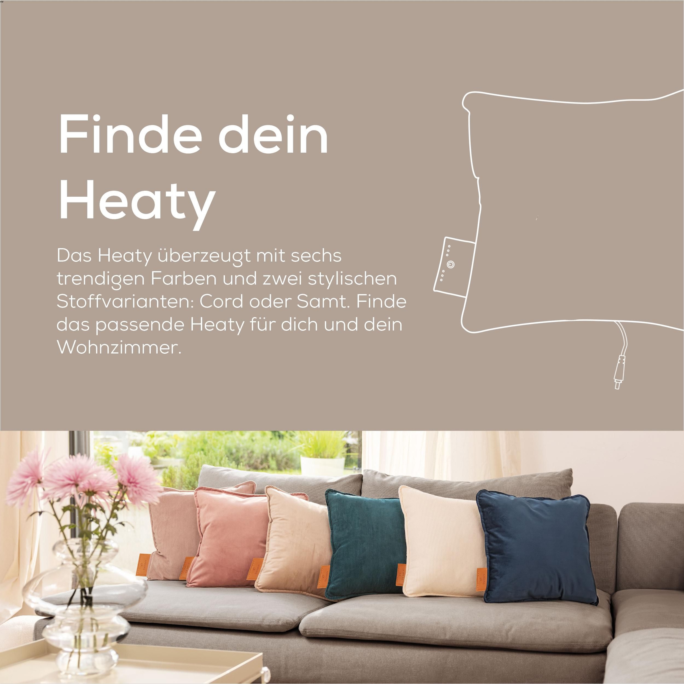 BEURER Heizkissen »HK 77 Heaty, kabellos« Stylisches Design mit modernem Cordstoff, 3 Temperaturstufen, 45x45 cm