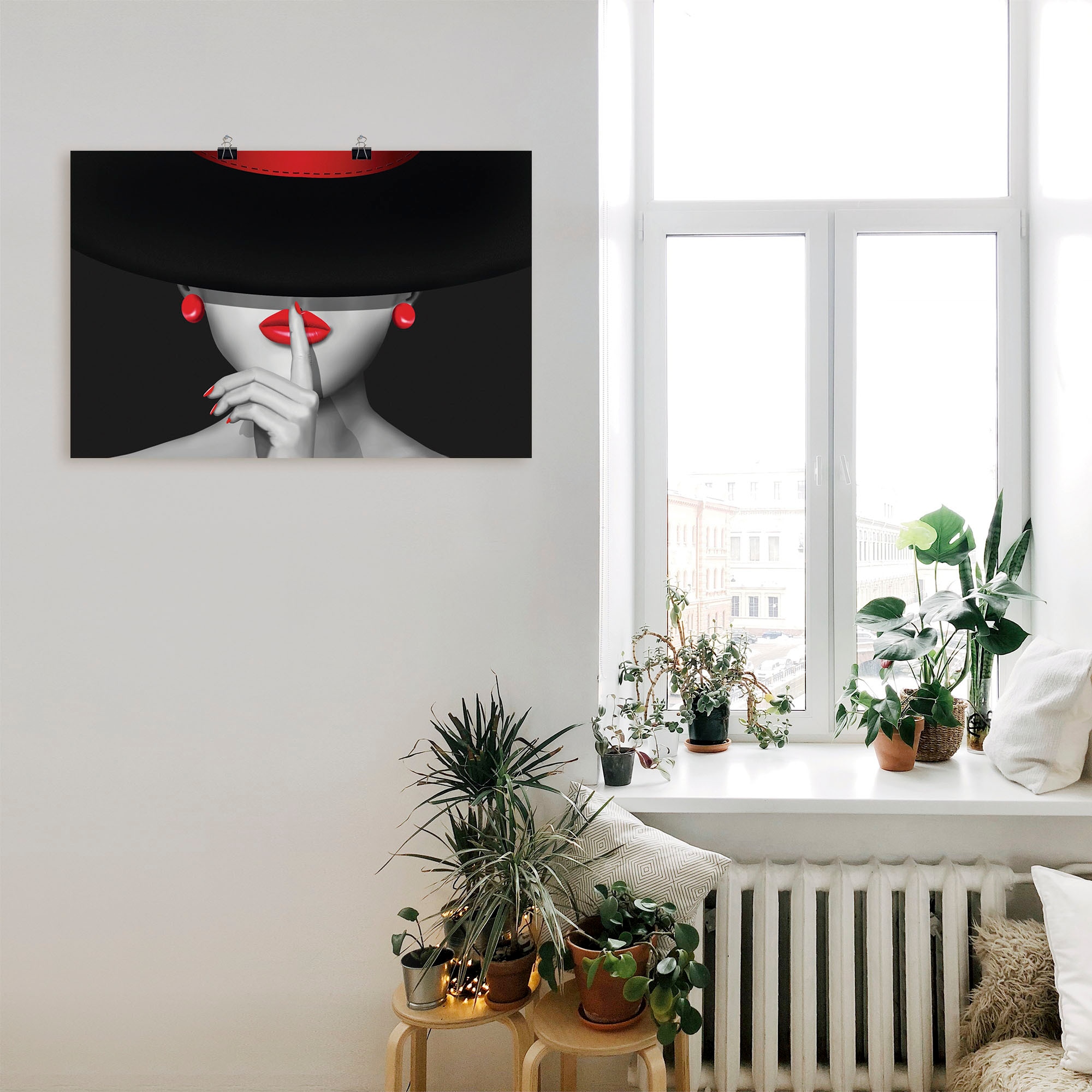 Artland Wandbild »Sei still«, Frau, (1 St.), als Alubild, Outdoorbild, Leinwandbild, Poster, Wandaufkleber
